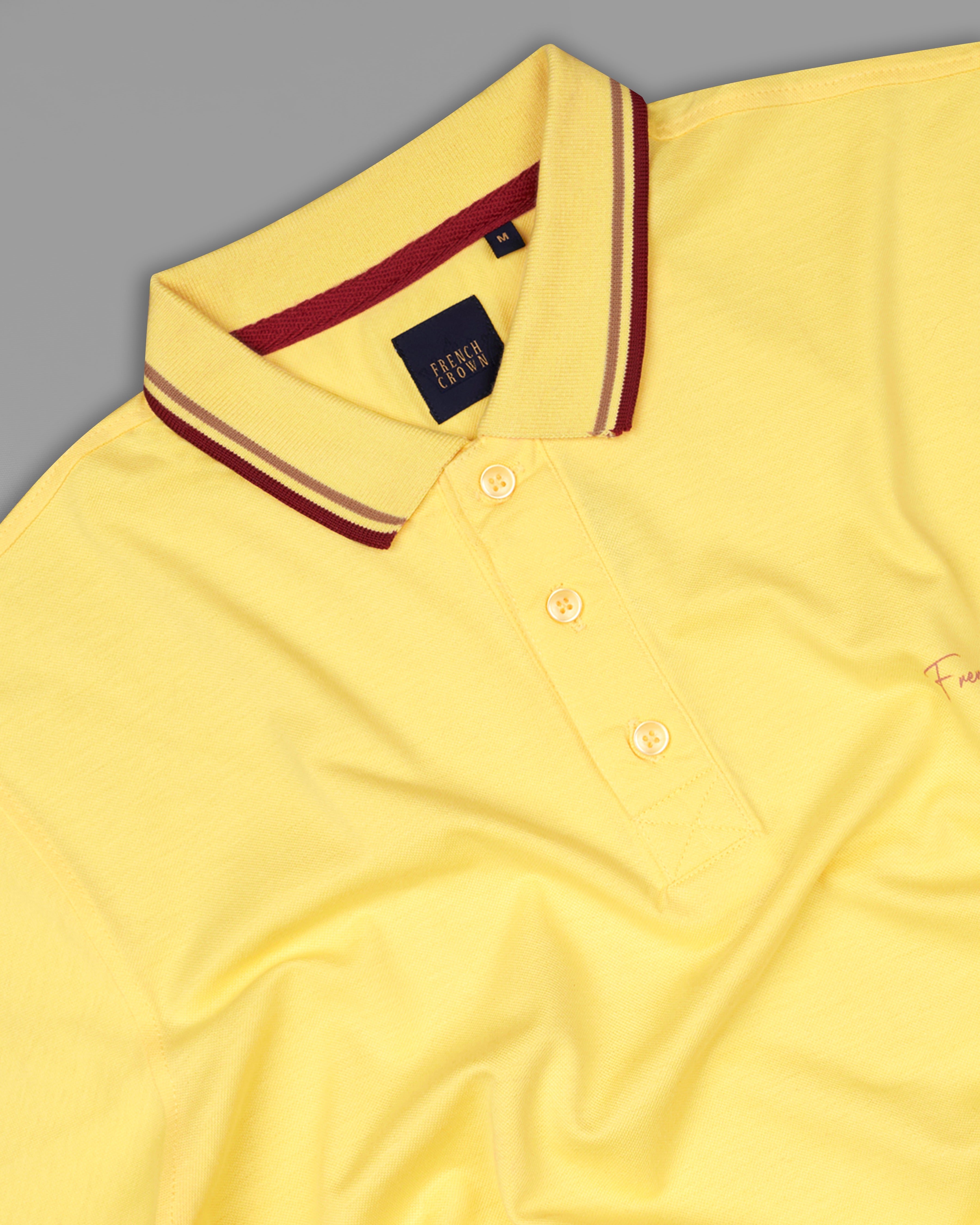 Kournikova Yellow Organic Cotton Pique Polo TS824-S, TS824-M, TS824-L, TS824-XL, TS824-XXL