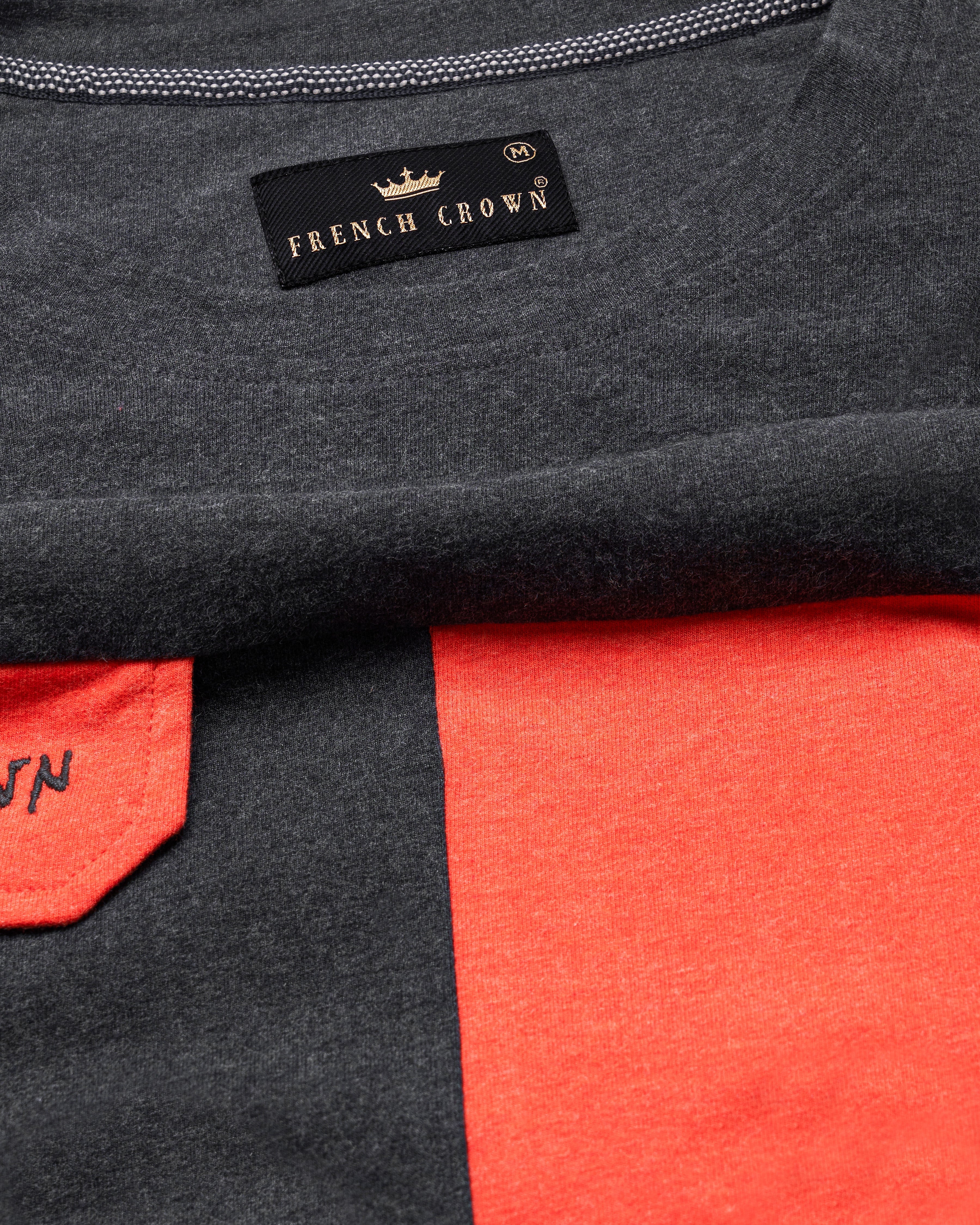 Wenge Gray and Persimmon Red Organic Cotton T-shirt TS832-S, TS832-M, TS832-L, TS832-XL, TS832-XXL