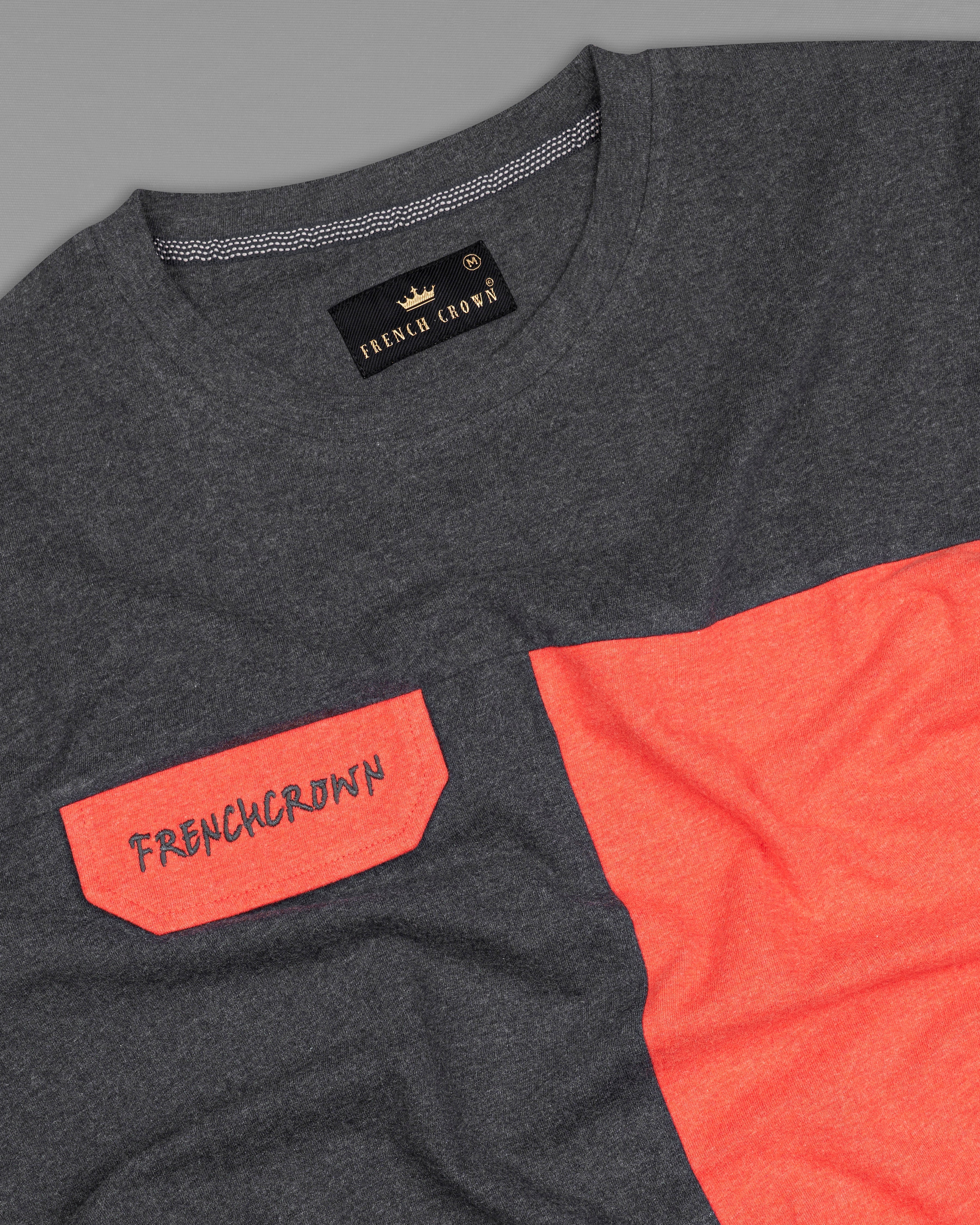 Wenge Gray and Persimmon Red Organic Cotton T-shirt TS832-S, TS832-M, TS832-L, TS832-XL, TS832-XXL