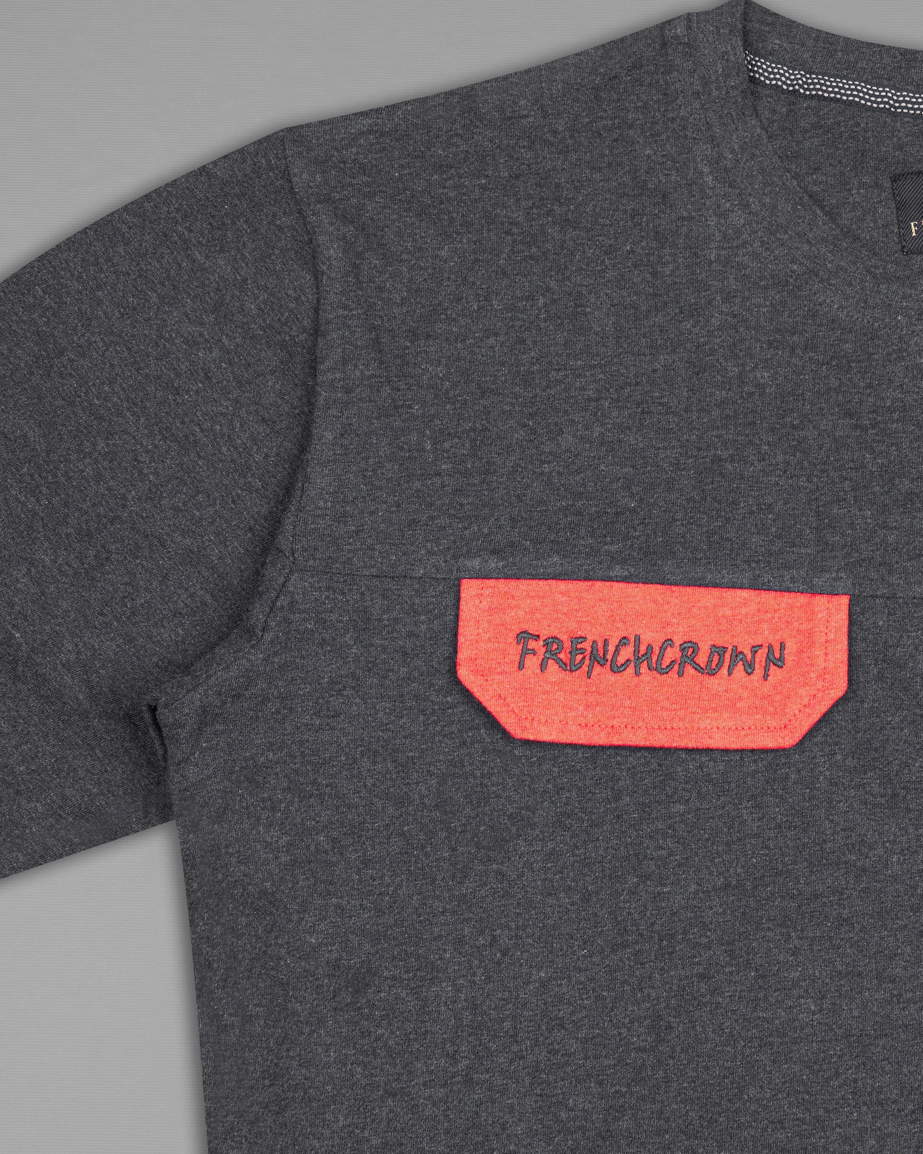 Wenge Gray and Persimmon Red Organic Cotton T-shirt TS832-S, TS832-M, TS832-L, TS832-XL, TS832-XXL