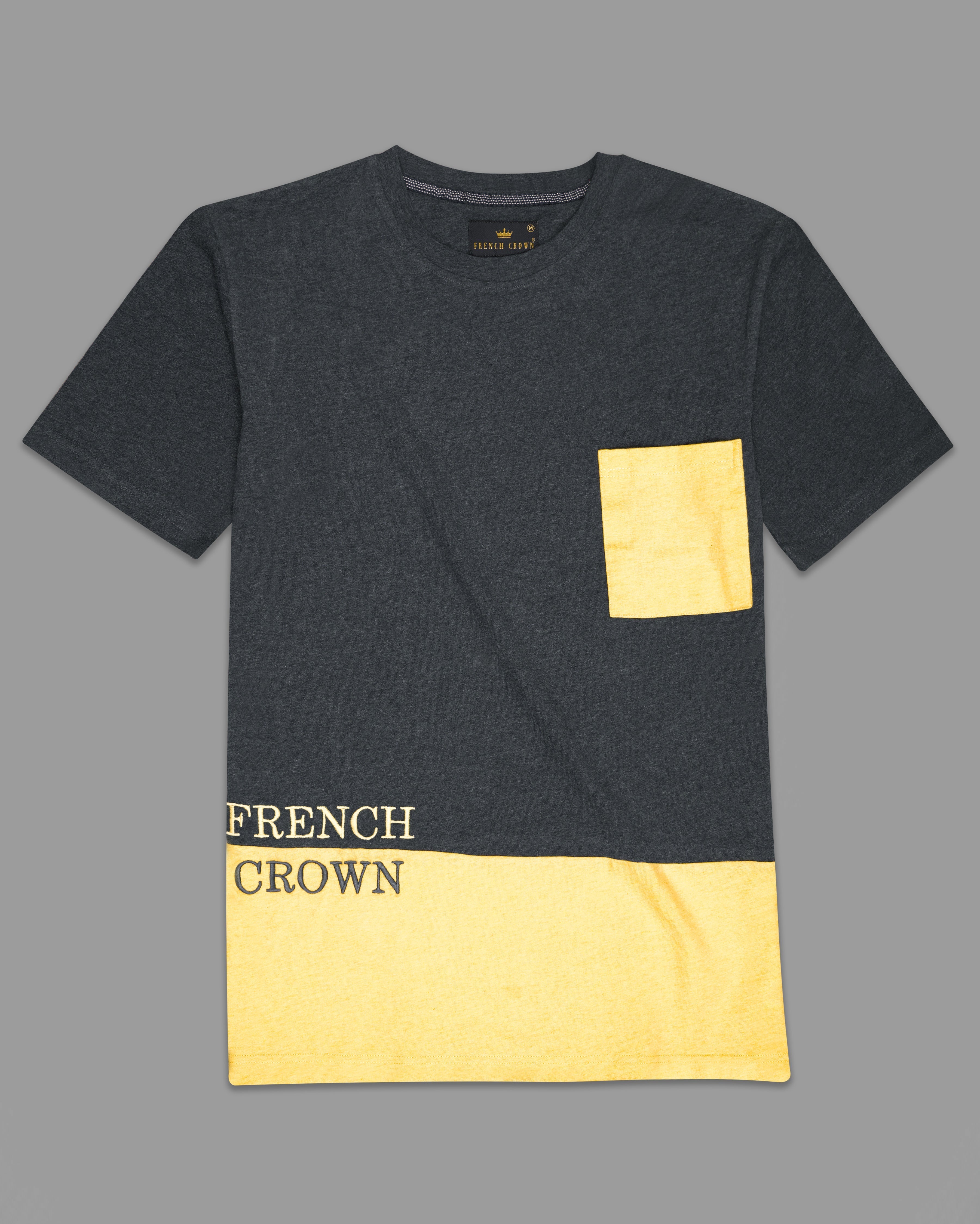 Gunmetal Gray and Marzipan Yellow Premium Cotton T-shirt TS848-S, TS848-M, TS848-L, TS848-XL, TS848-XXL