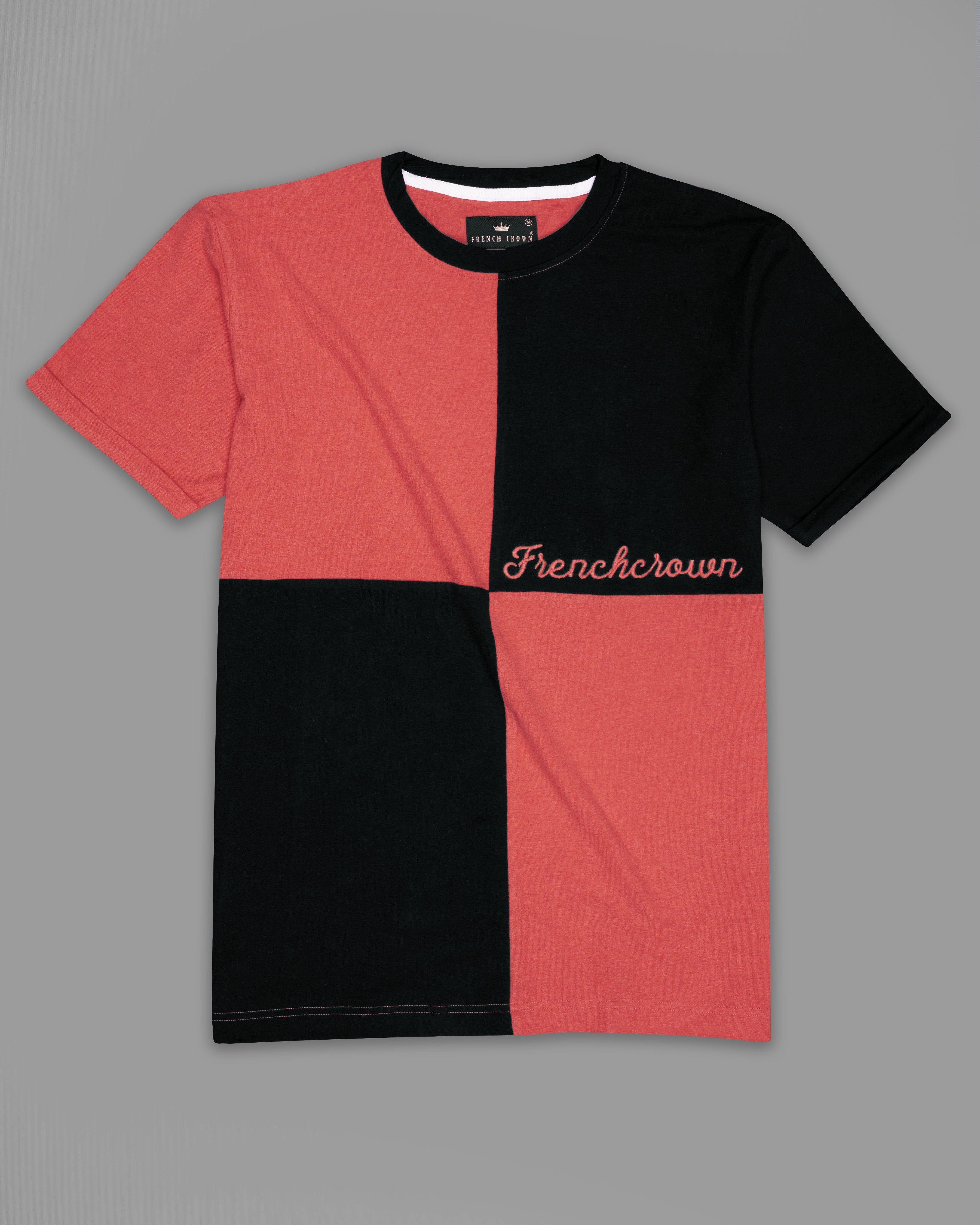 Jade Black and Chestnut Red Premium Cotton T-shirt TS849-S, TS849-M, TS849-L, TS849-XL, TS849-XXL