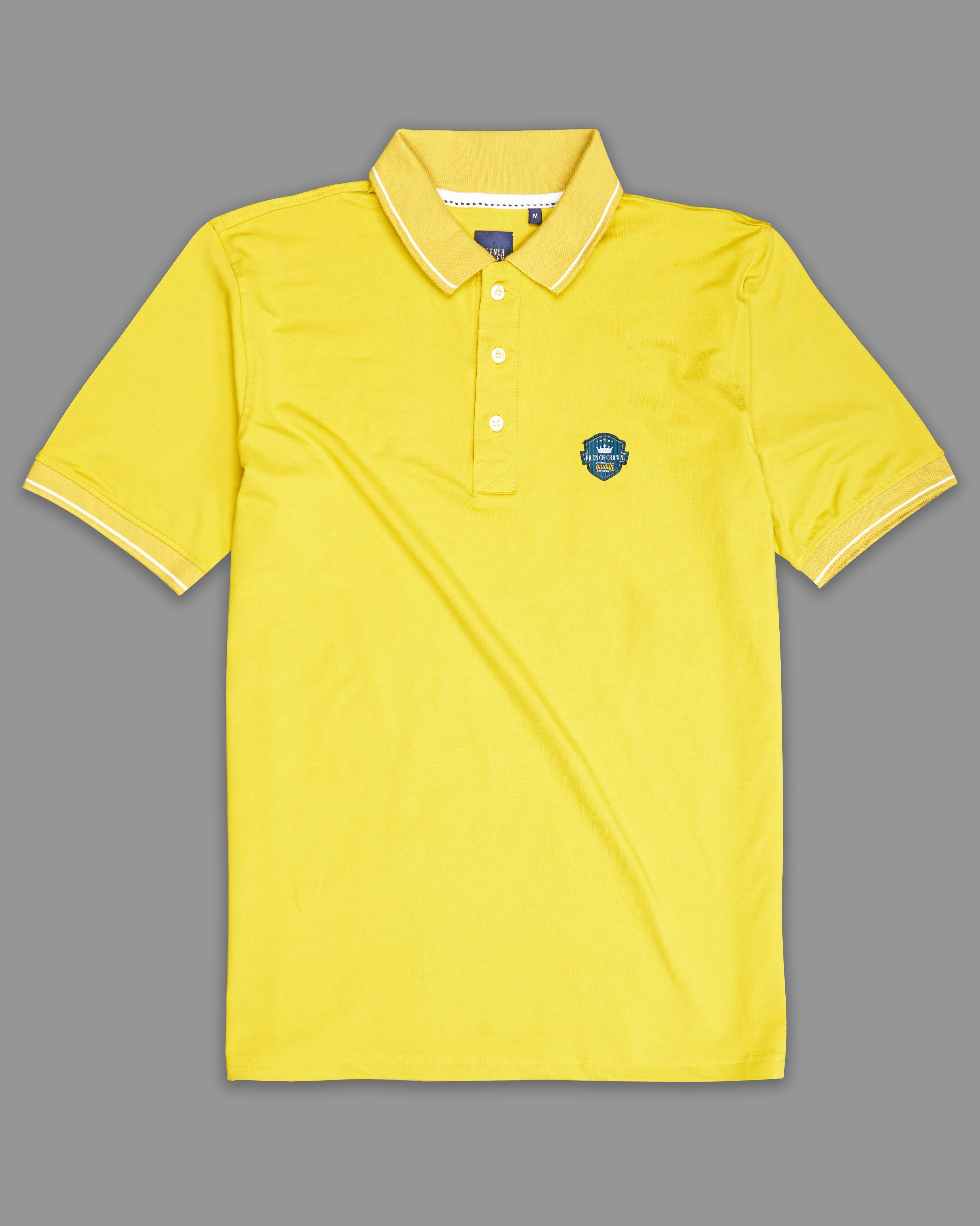 Dandelion Yellow Organic Cotton Pique Polo TS858-S, TS858-M, TS858-L, TS858-XL, TS858-XXL