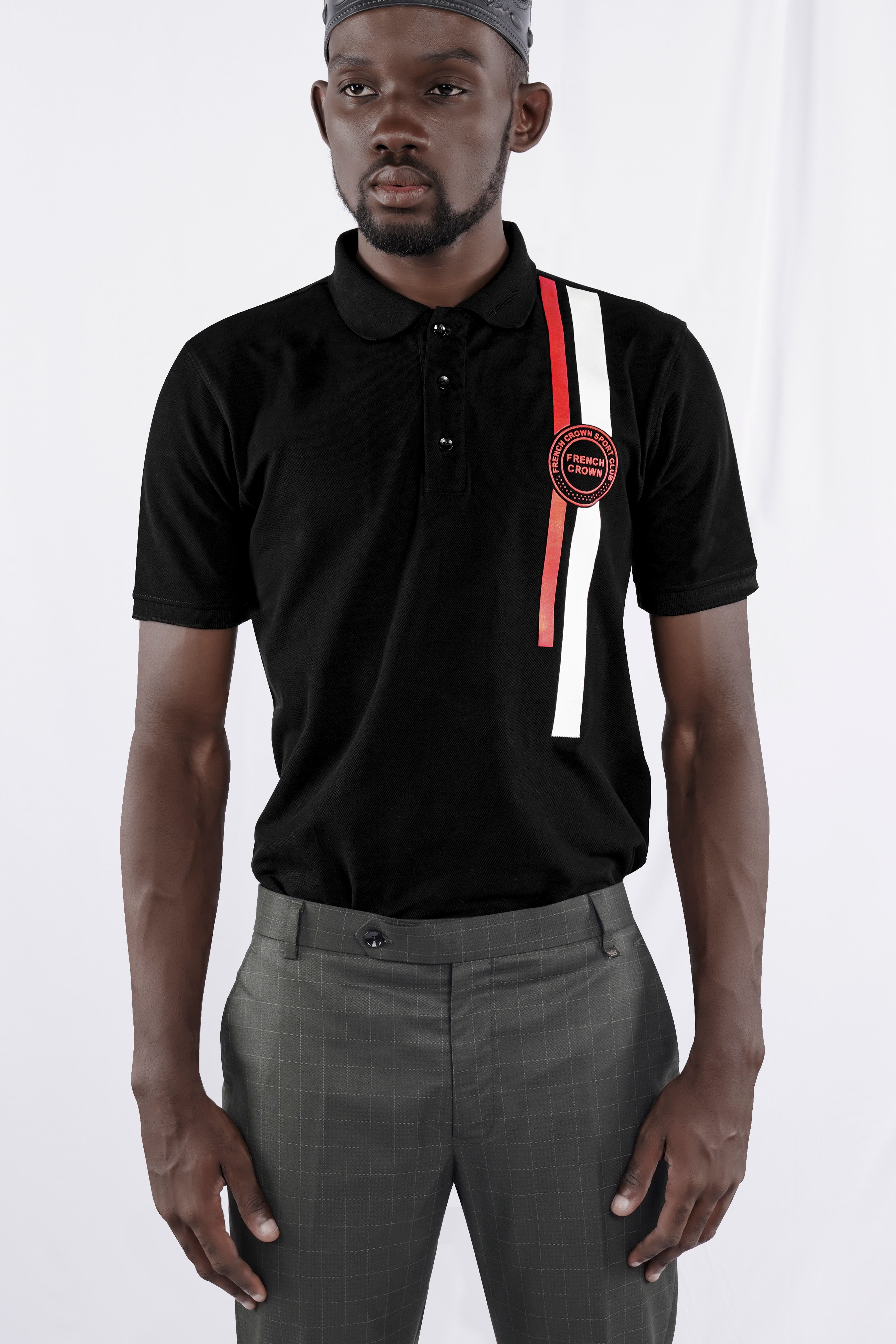 Jade Black Mercerised Pique Polo