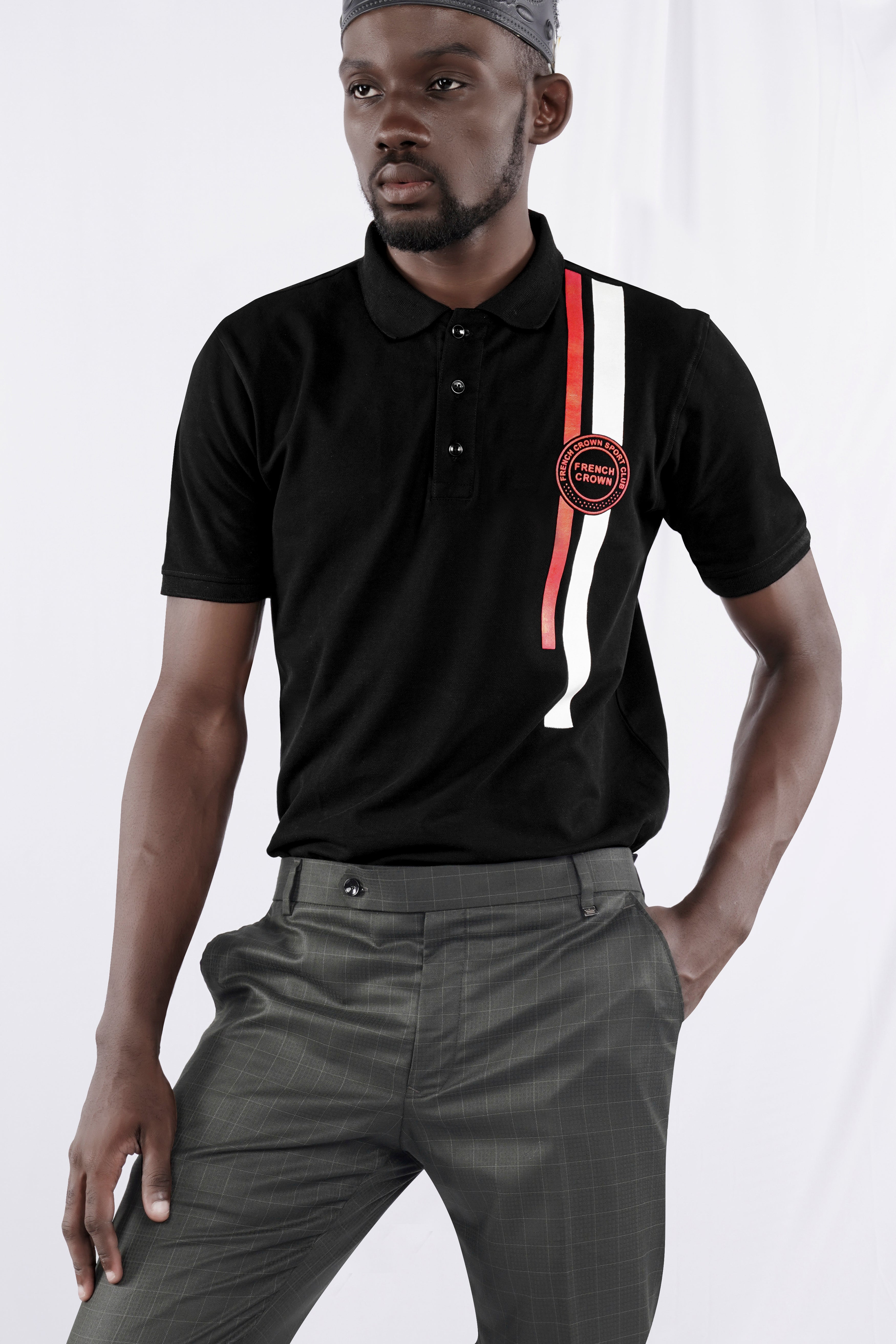 Jade Black Mercerised Pique Polo