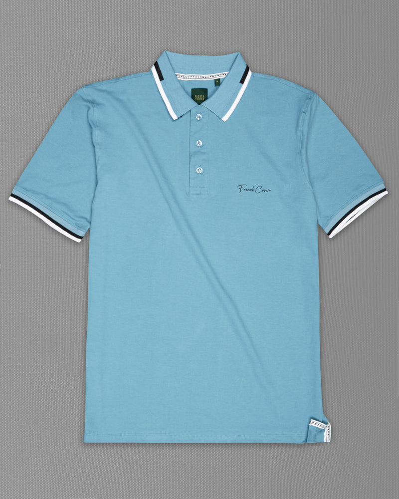 GLACIER BLUE MERCERISED PIQUE POLO