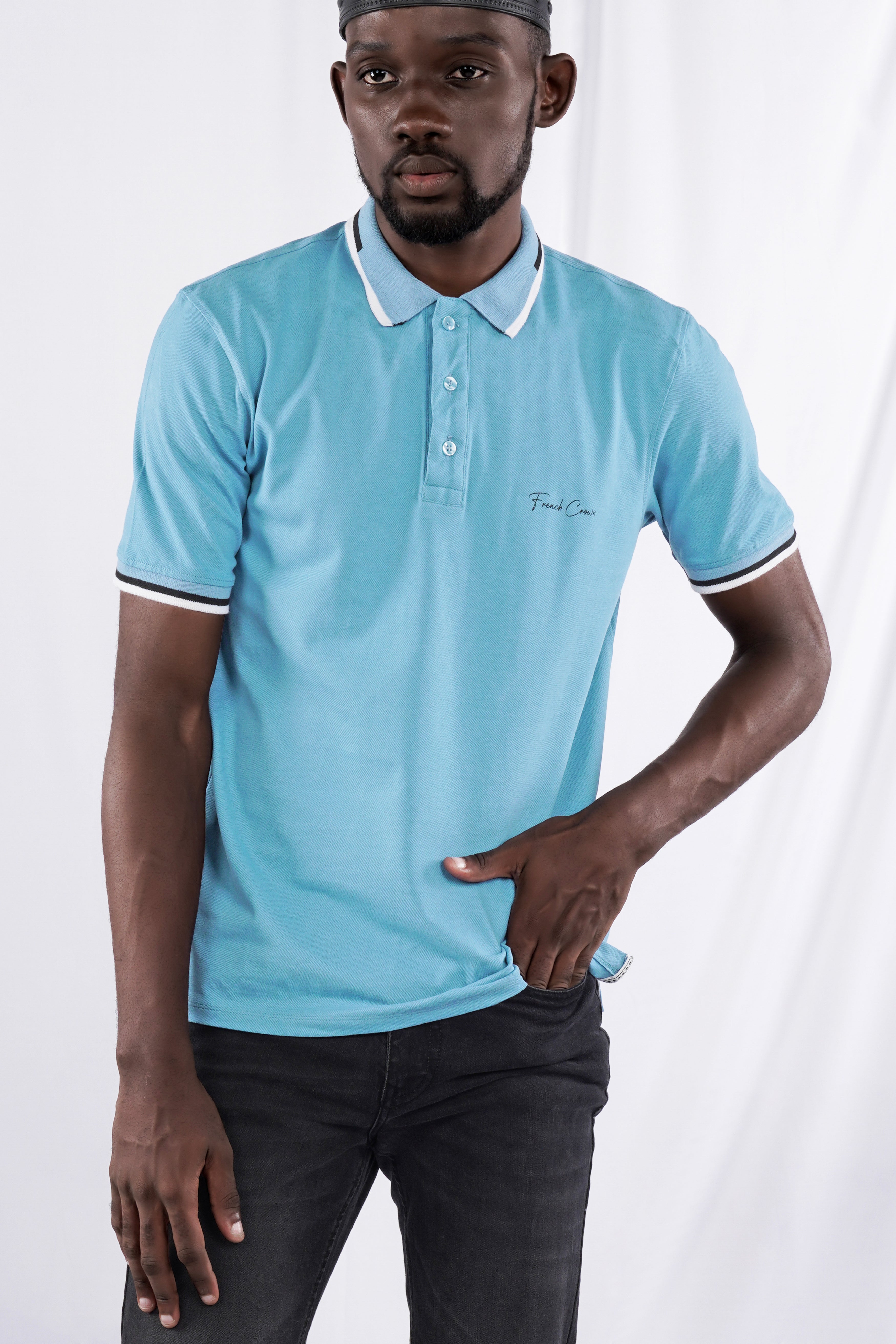 Glacier Blue Mercerised Pique Polo