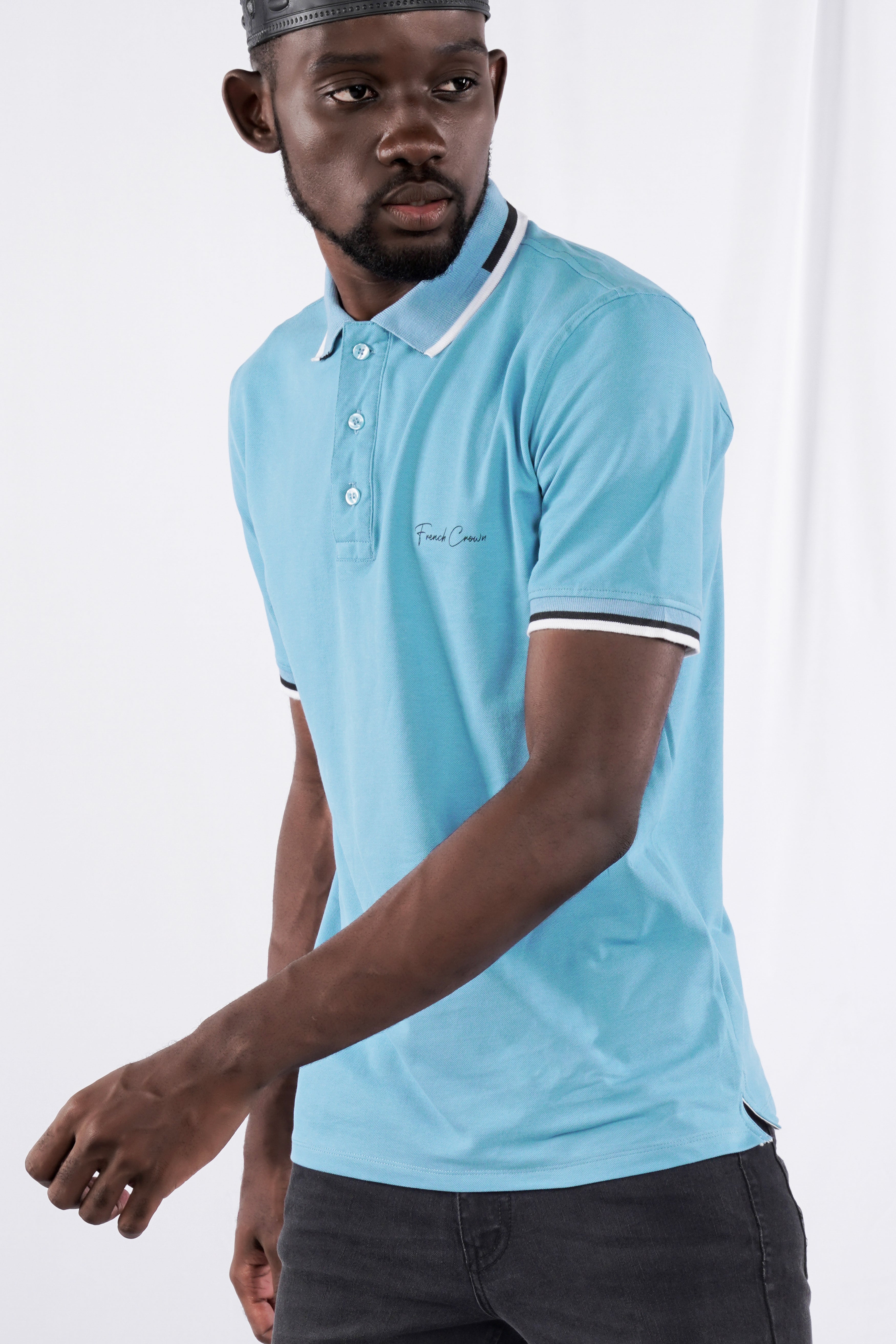 Glacier Blue Mercerised Pique Polo