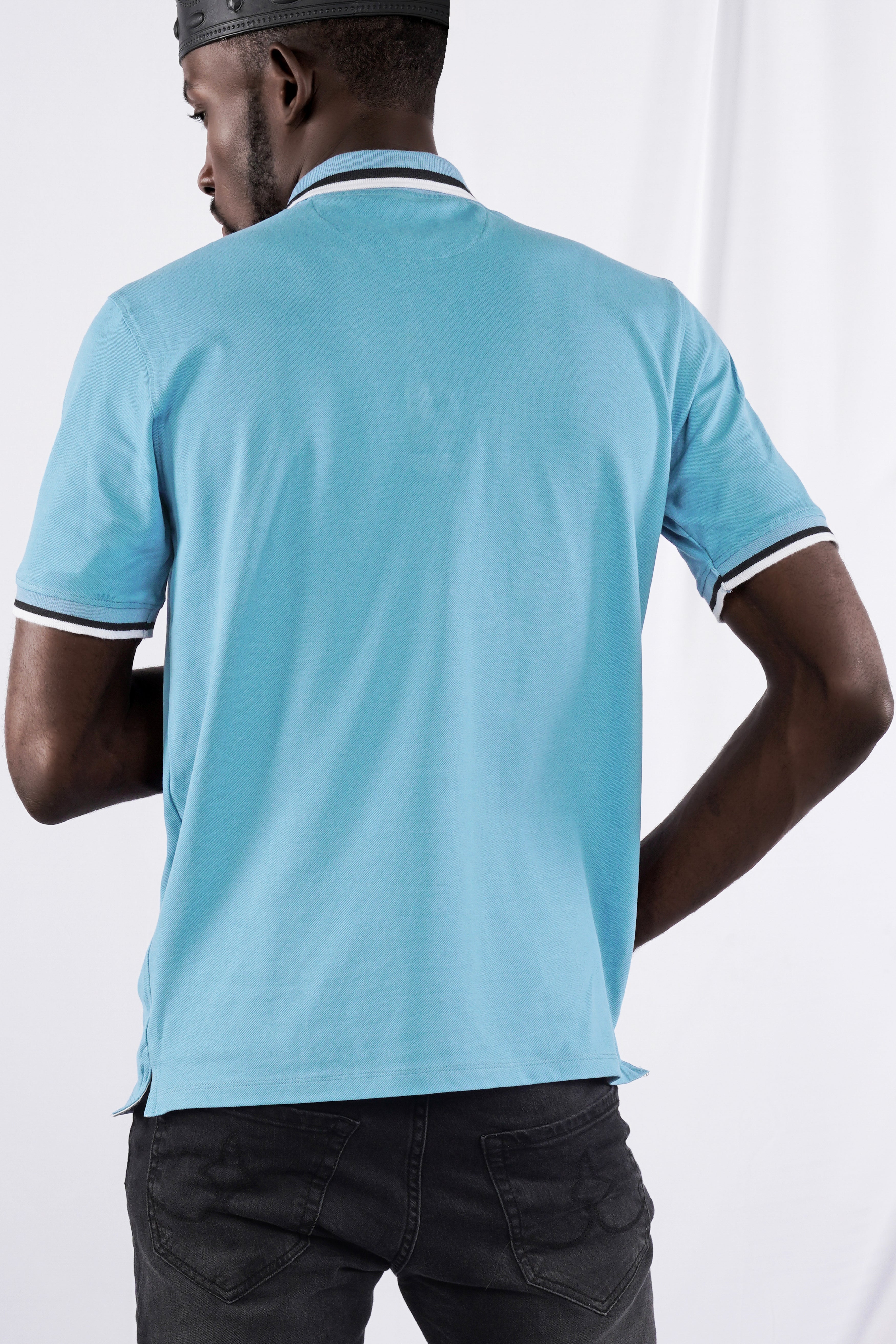 Glacier Blue Mercerised Pique Polo