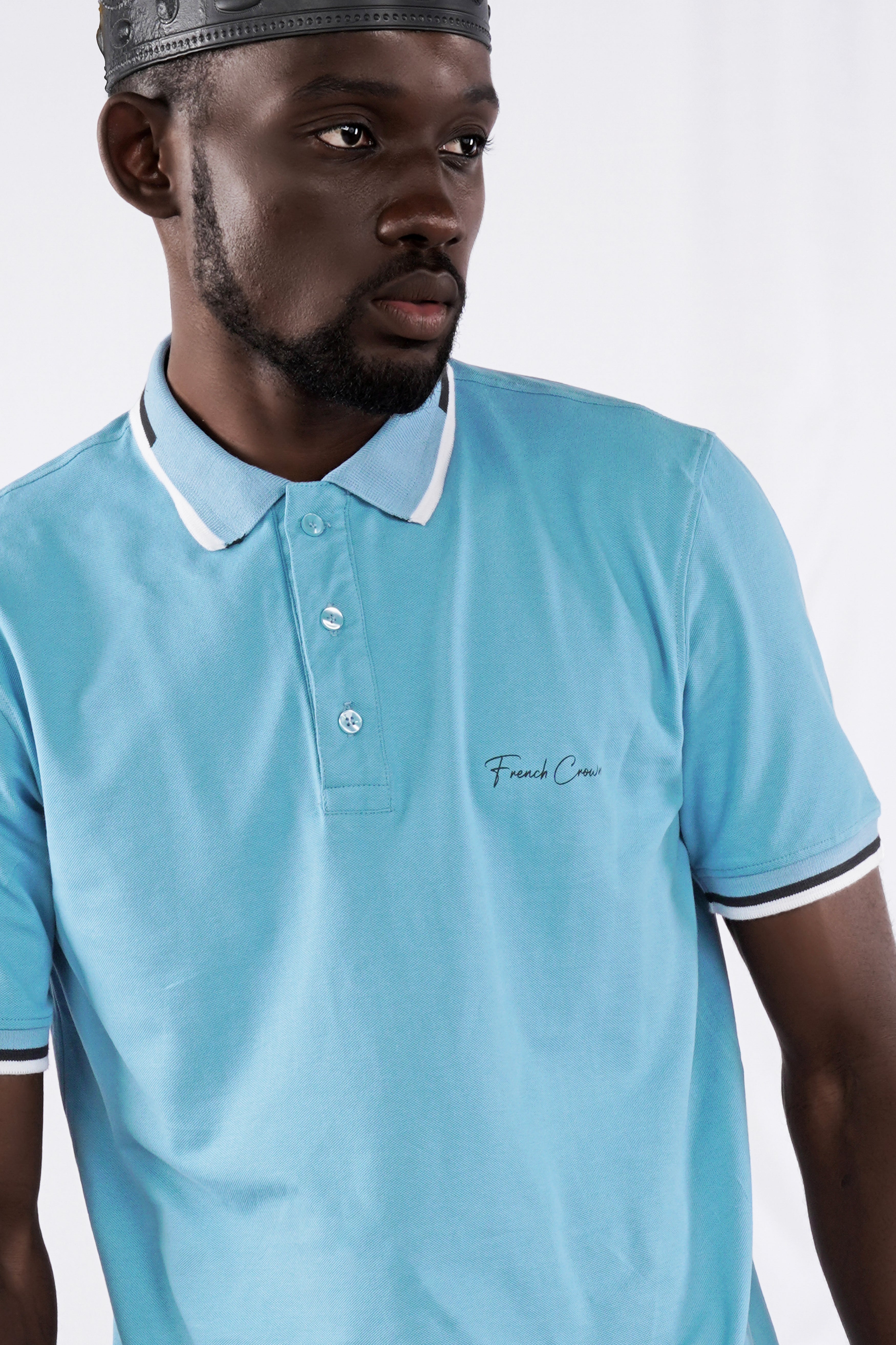 Glacier Blue Mercerised Pique Polo