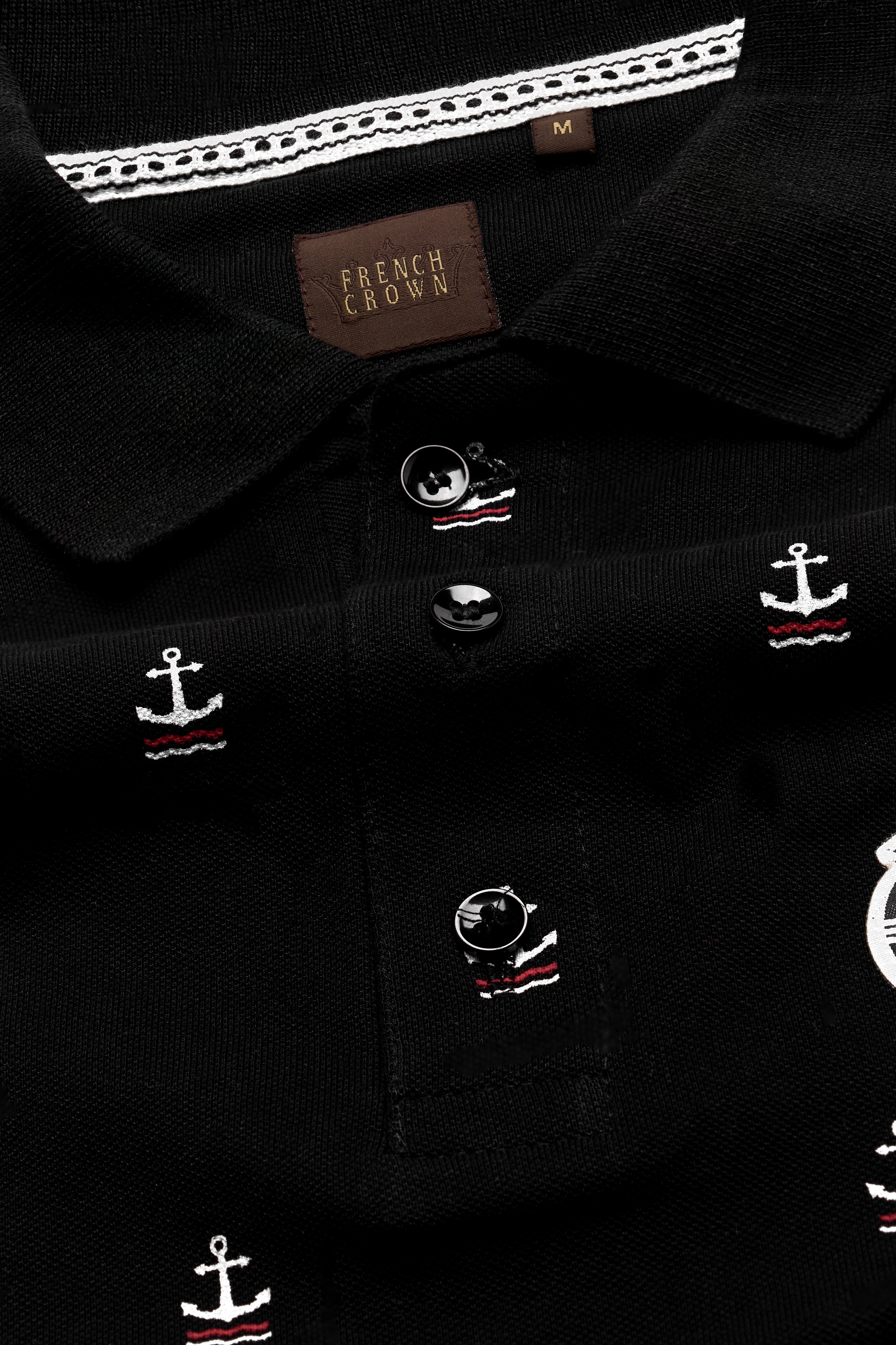 Jade Black Anchor Printed Premium Cotton Pique Polo TS898-S, TS898-M, TS898-L, TS898-XL, TS898-XXL