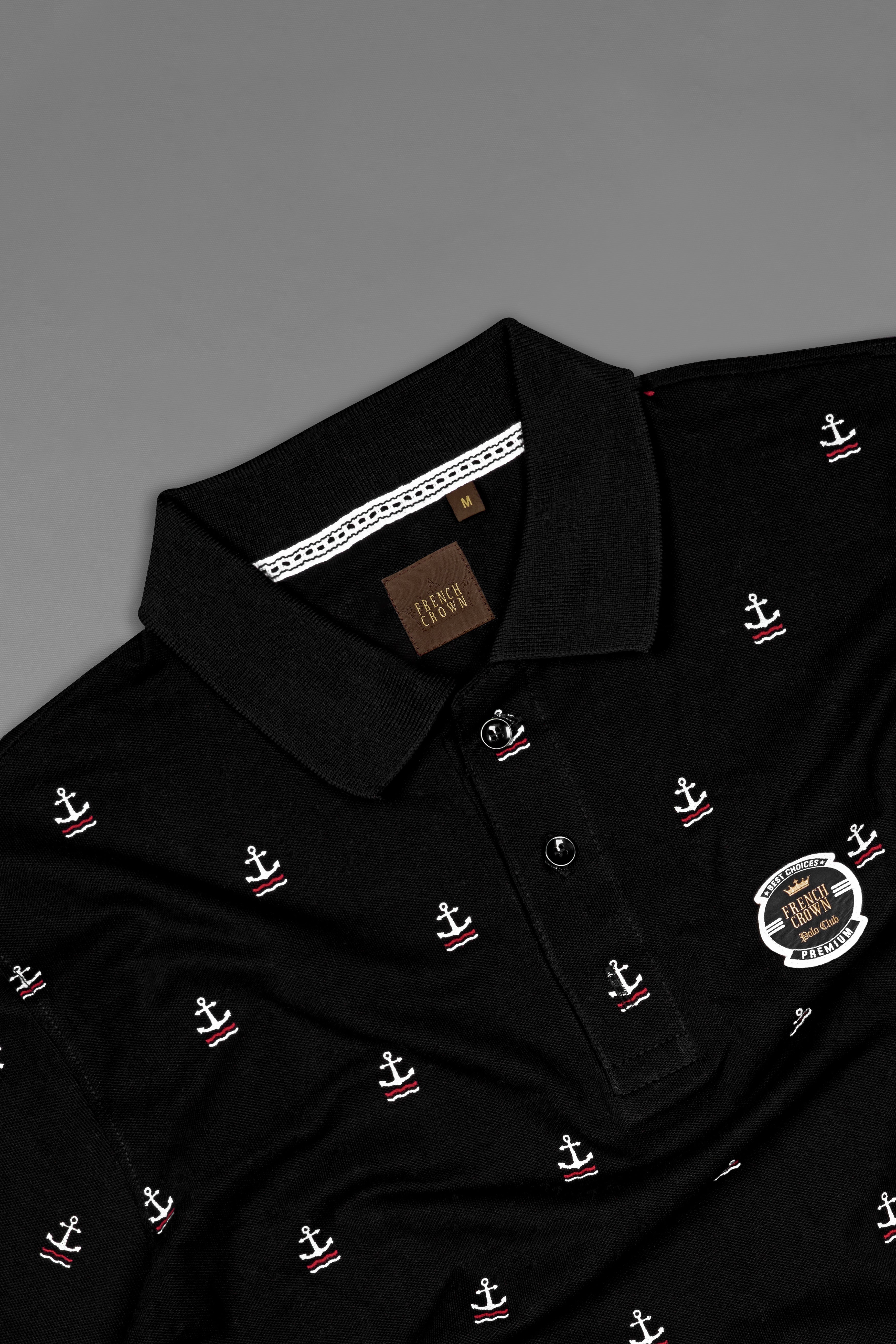 Jade Black Anchor Printed Premium Cotton Pique Polo TS898-S, TS898-M, TS898-L, TS898-XL, TS898-XXL