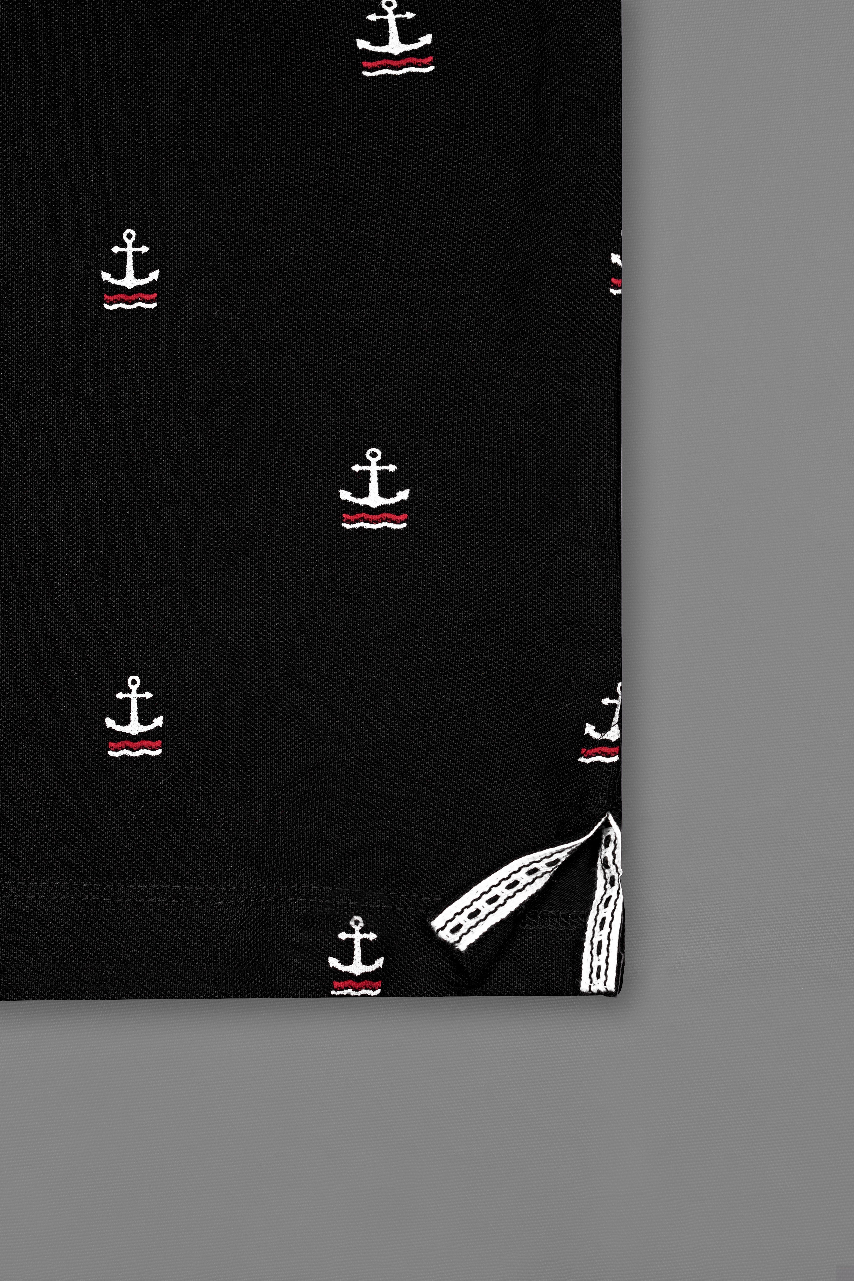 Jade Black Anchor Printed Premium Cotton Pique Polo TS898-S, TS898-M, TS898-L, TS898-XL, TS898-XXL