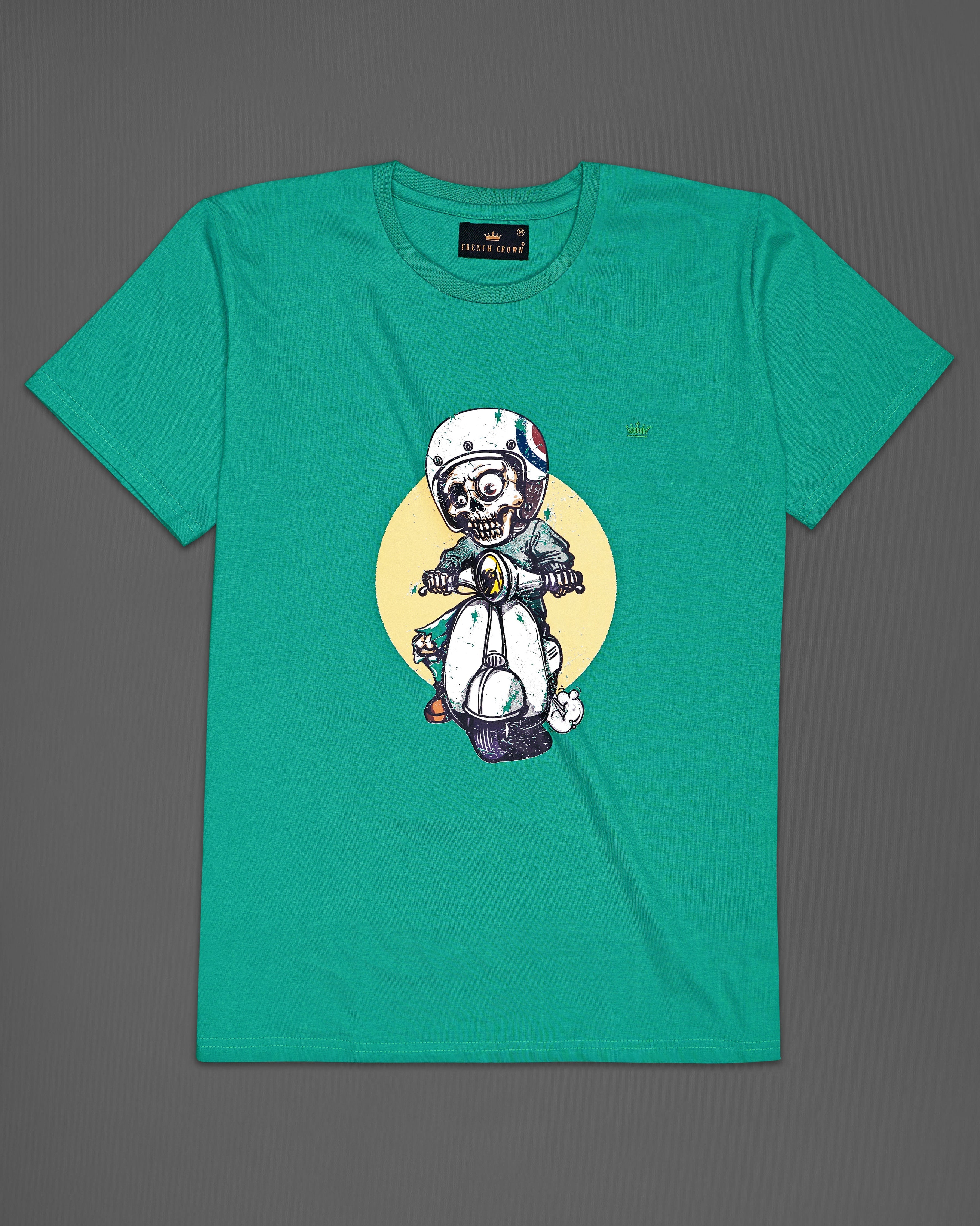 Jade Green Digital Printed Organic Cotton T-shirt TS074-W01-S, TS074-W01-M, TS074-W01-L, TS074-W01-XL, TS074-W01-XXL