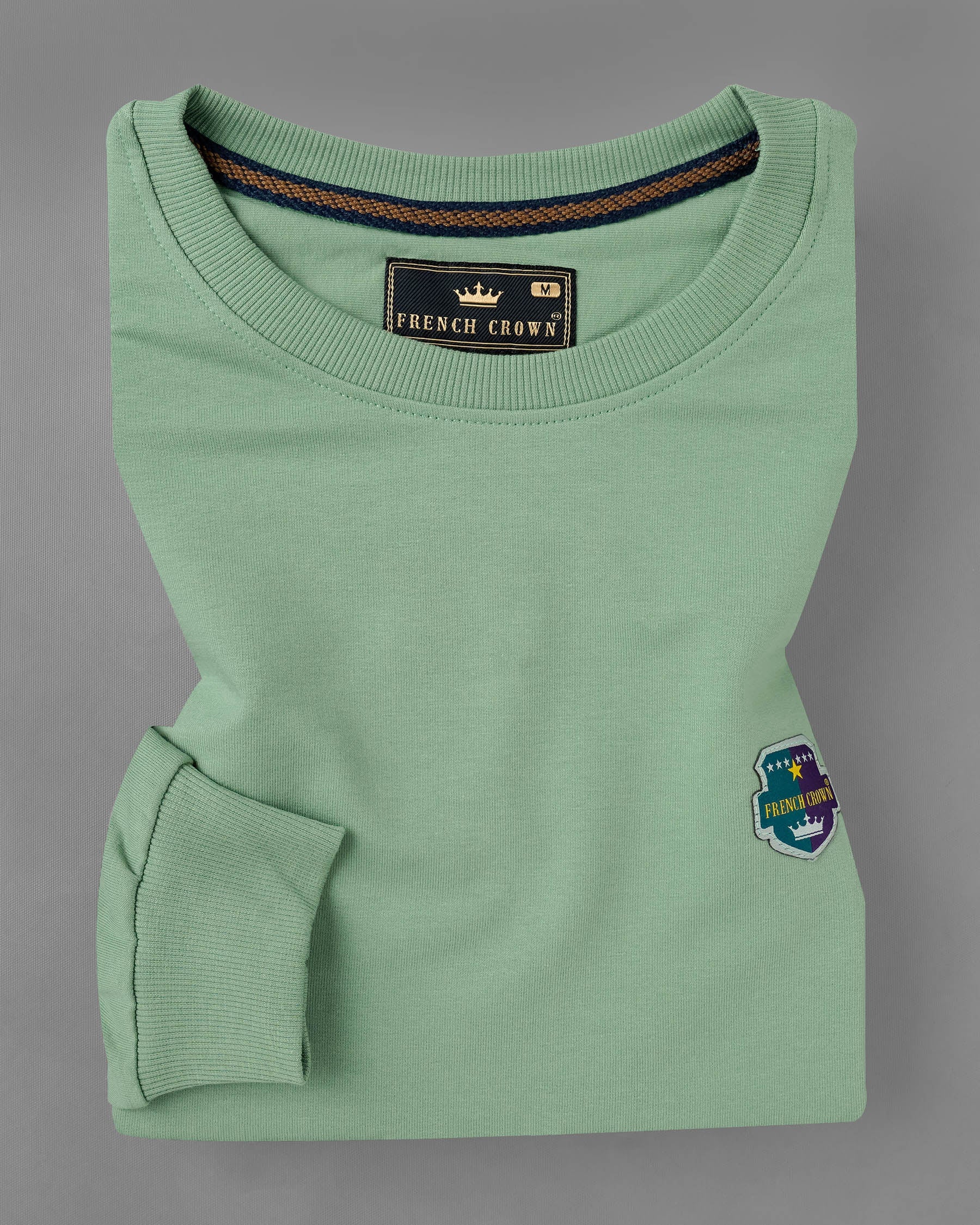 Cascade Green with Navy Blue Patch Worked Sweatshirt TS583-S, TS583-M, TS583-L, TS583-XL, TS583-XXL, TS583-3XL, TS583-4XL