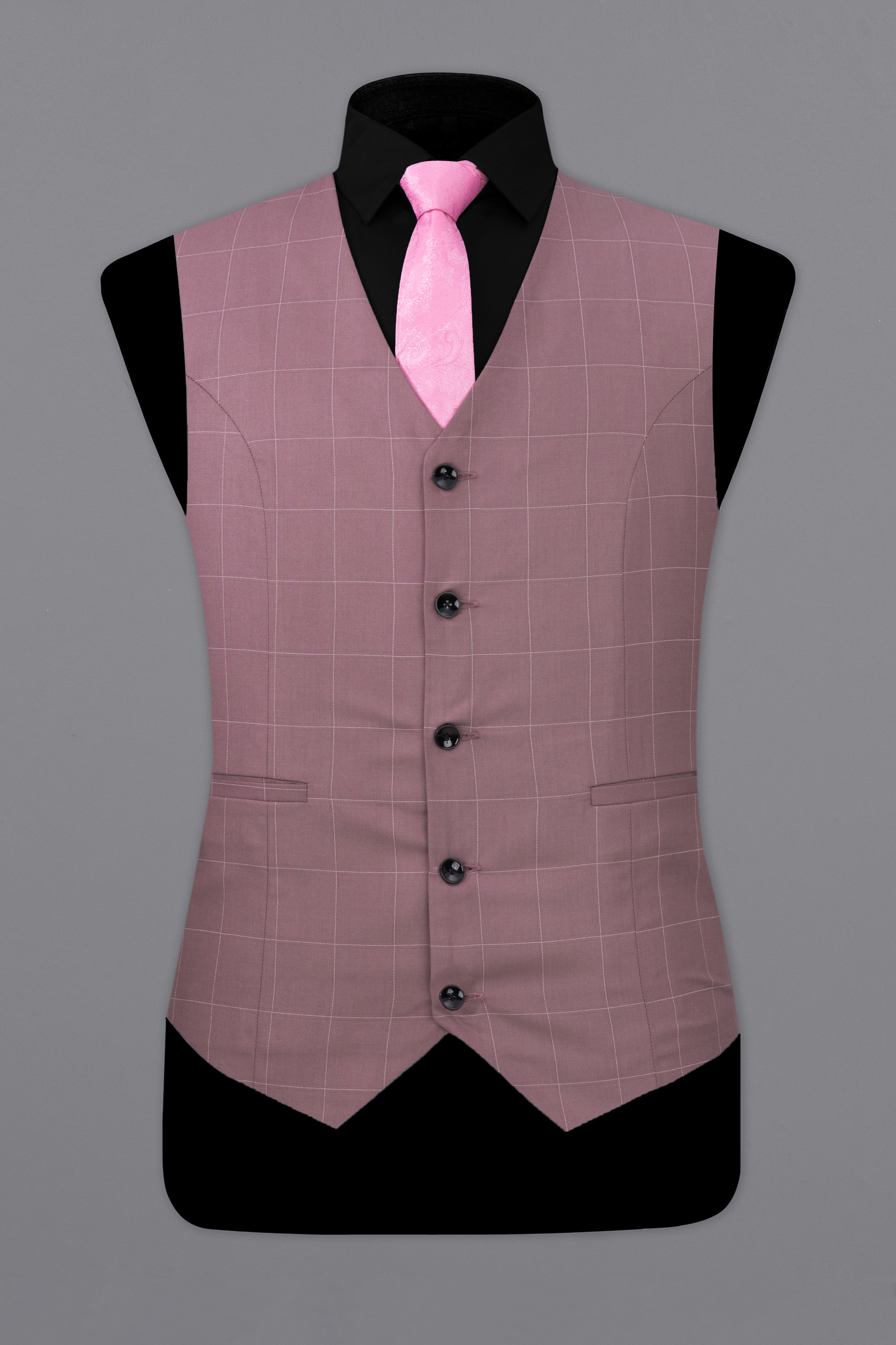 Falcon Pink Windowpane  Waistcoat