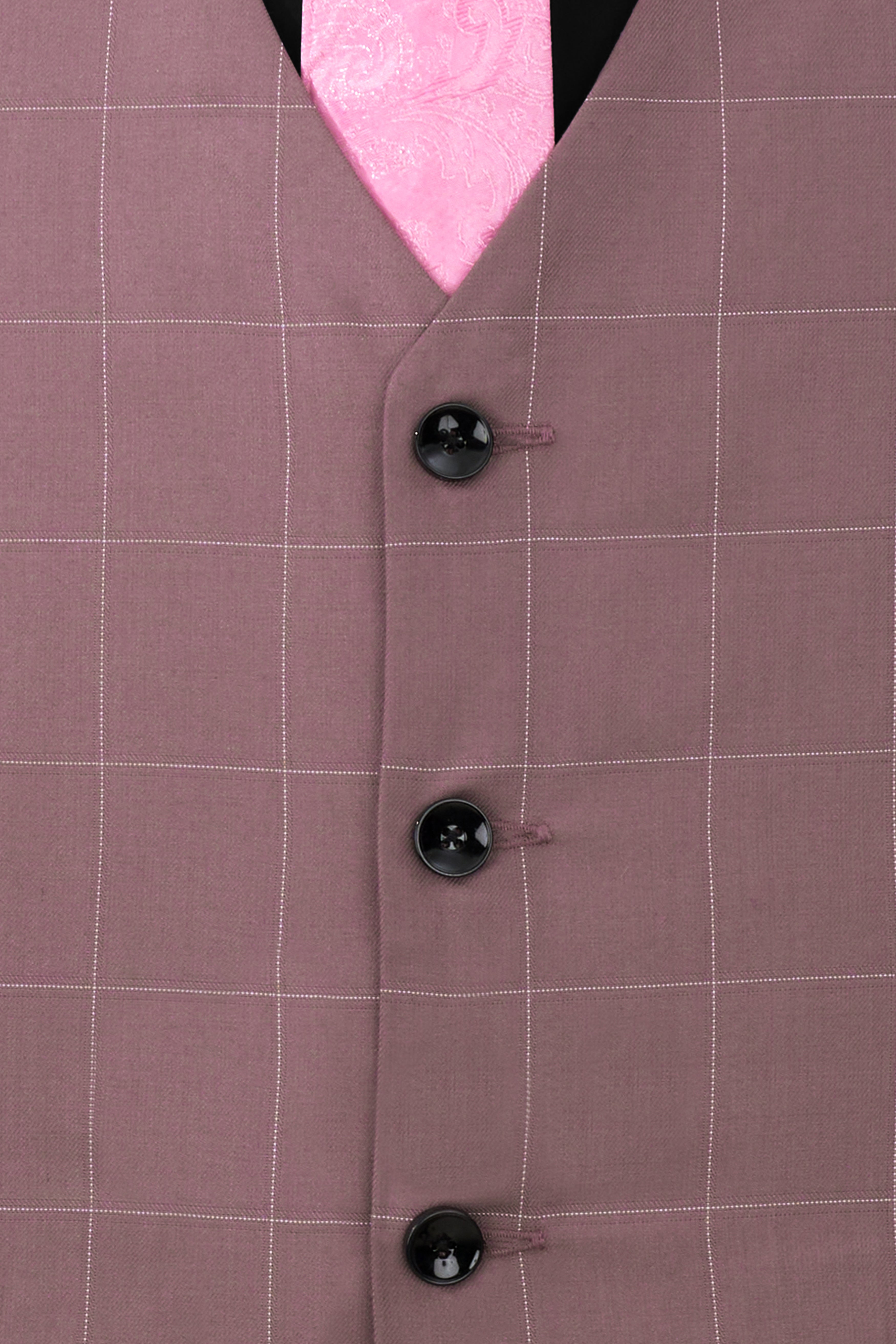 Falcon Pink Windowpane  Waistcoat