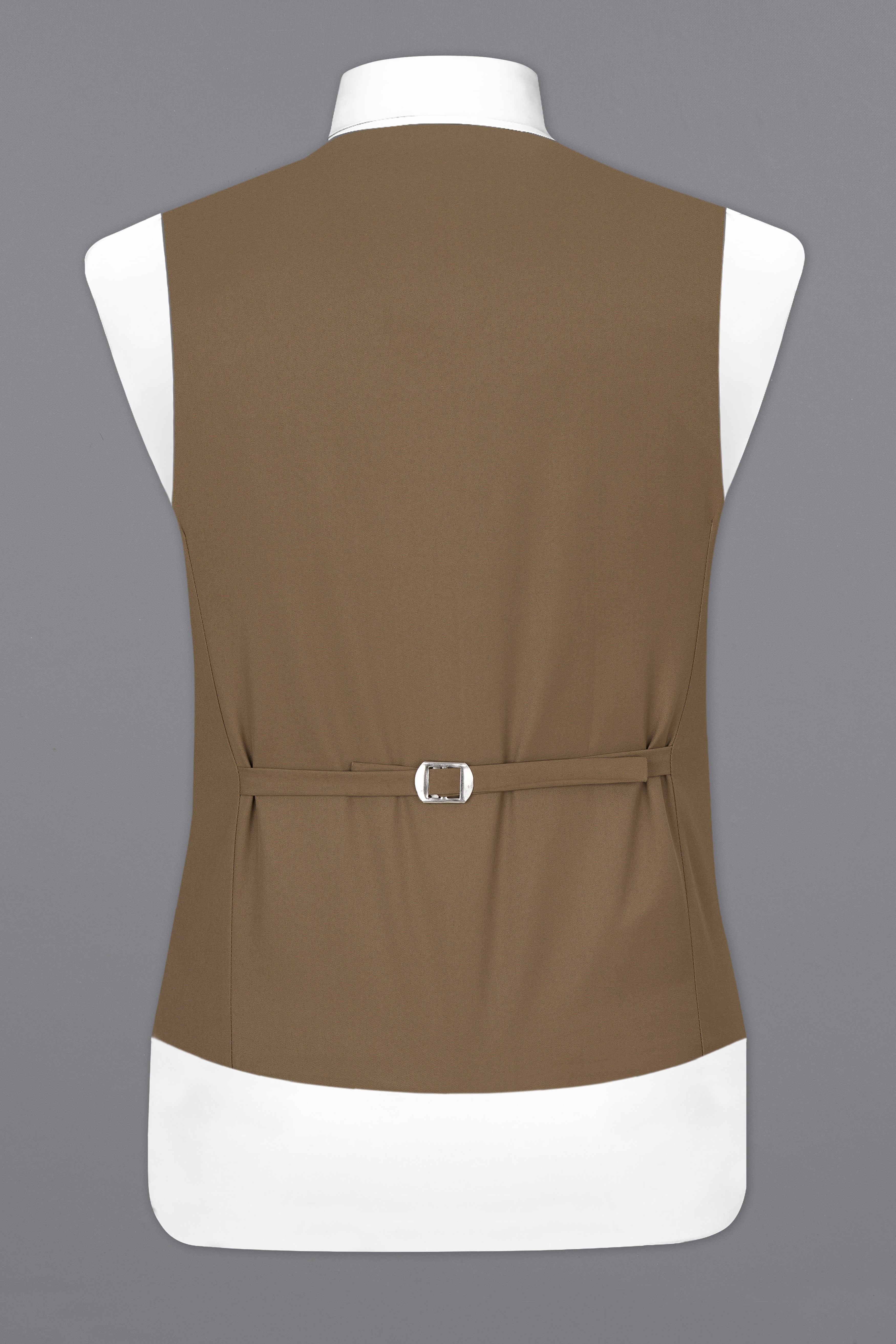 Khaki Brown Textured Waistcoat