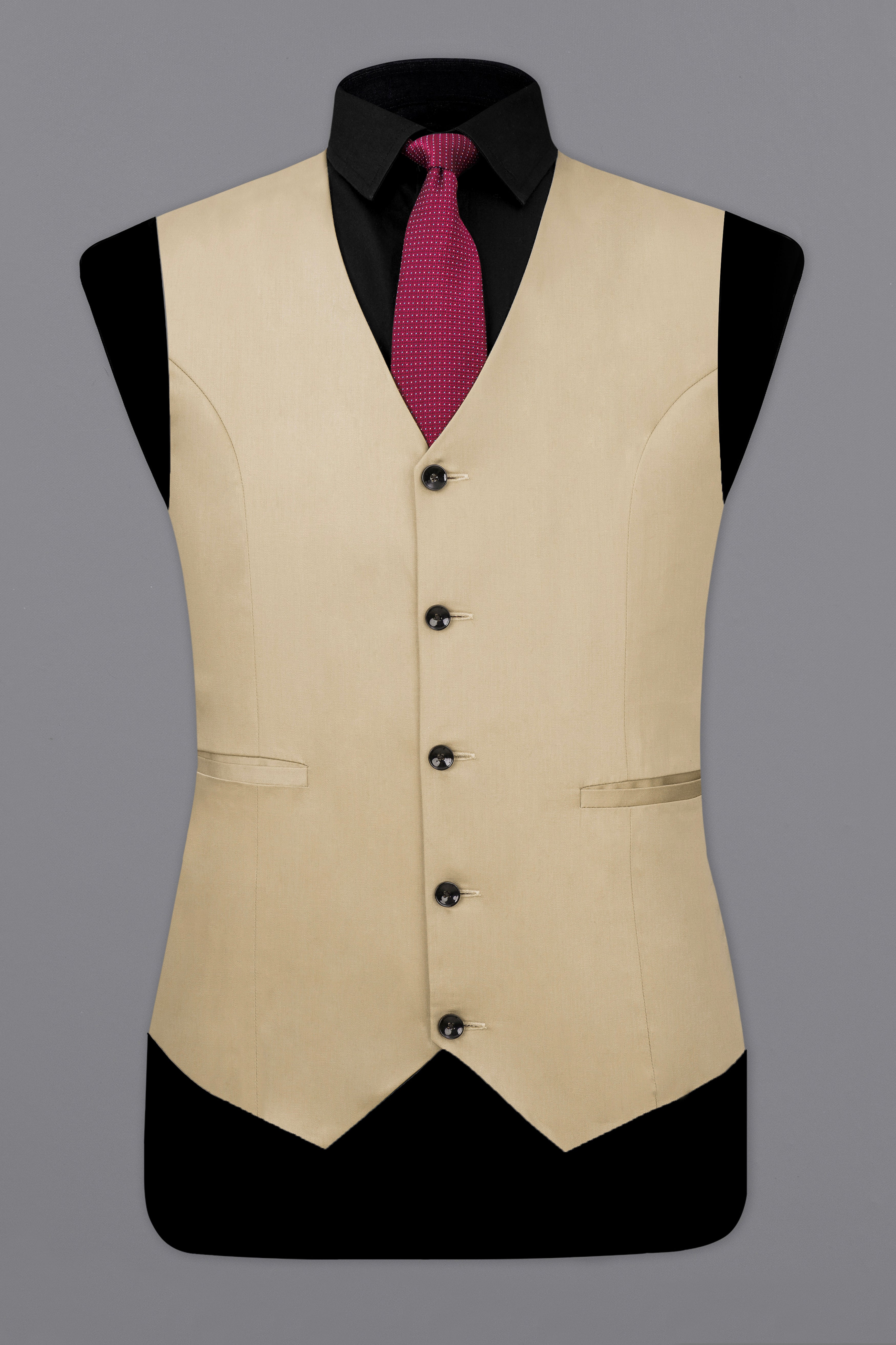 Cream Textured Waistcoat