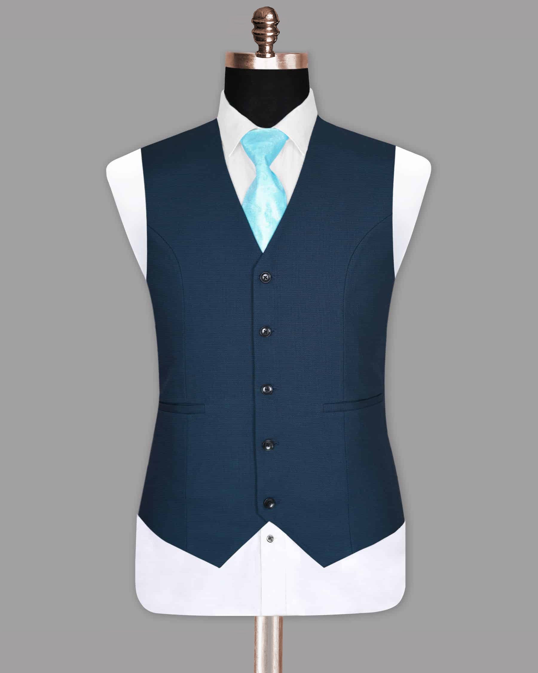 Navy Micro Textured Wool Waistcoat V1008-46, V1008-54, V1008-36, V1008-38, V1008-40, V1008-42, V1008-44, V1008-48, V1008-50, V1008-52, V1008-56, V1008-58, V1008-60