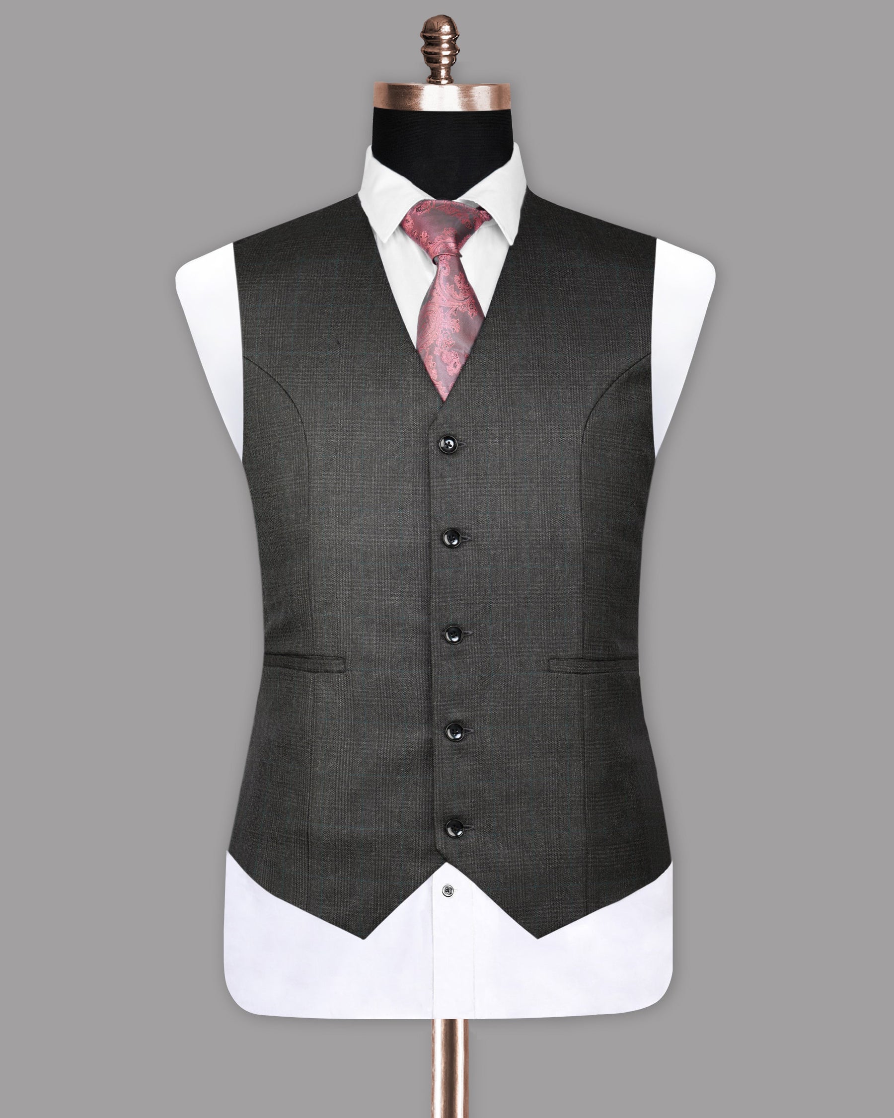 Fuscous Grey Subtle Plaid Waistcoat V1031-48, V1031-44, V1031-36, V1031-38, V1031-46, V1031-50, V1031-52, V1031-54, V1031-40, V1031-42, V1031-56, V1031-58, V1031-60