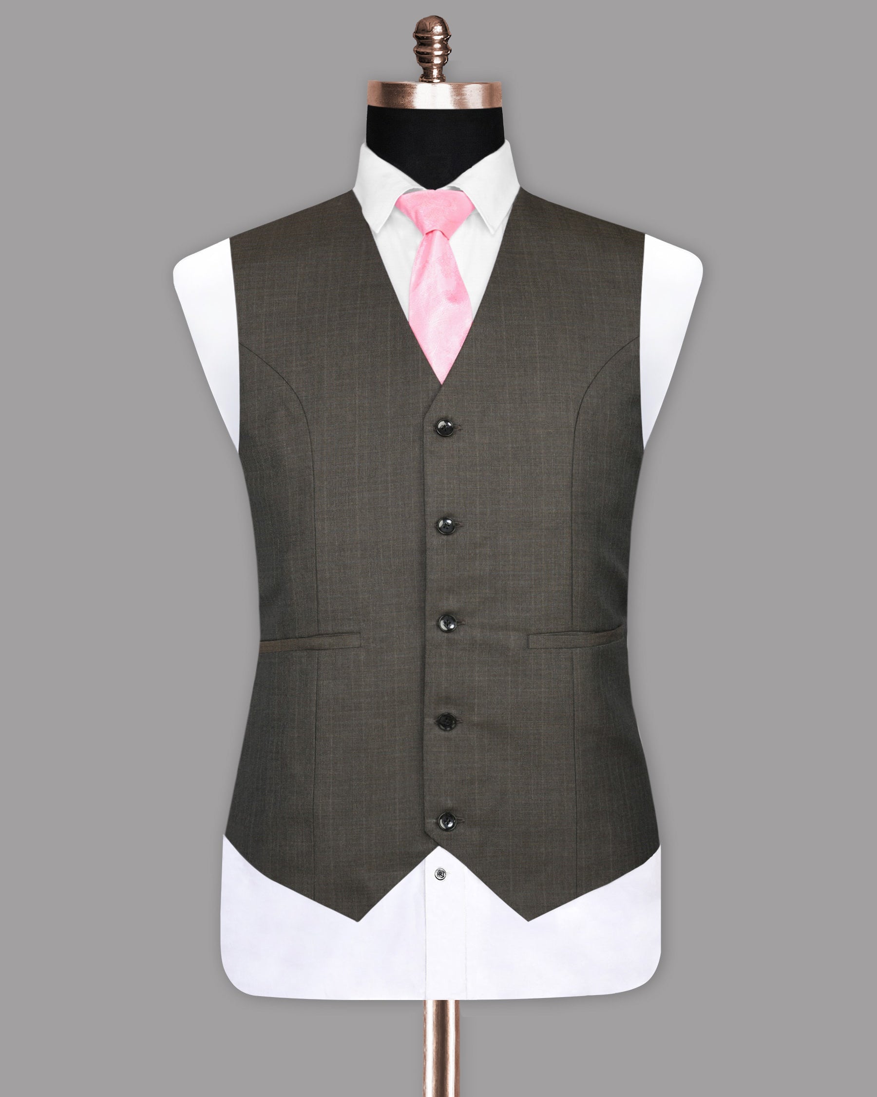 Tundora Brown Subtle Checked Waistcoat V1034-52, V1034-46, V1034-42, V1034-44, V1034-48, V1034-50, V1034-54, V1034-60, V1034-56, V1034-58, V1034-36, V1034-38, V1034-40