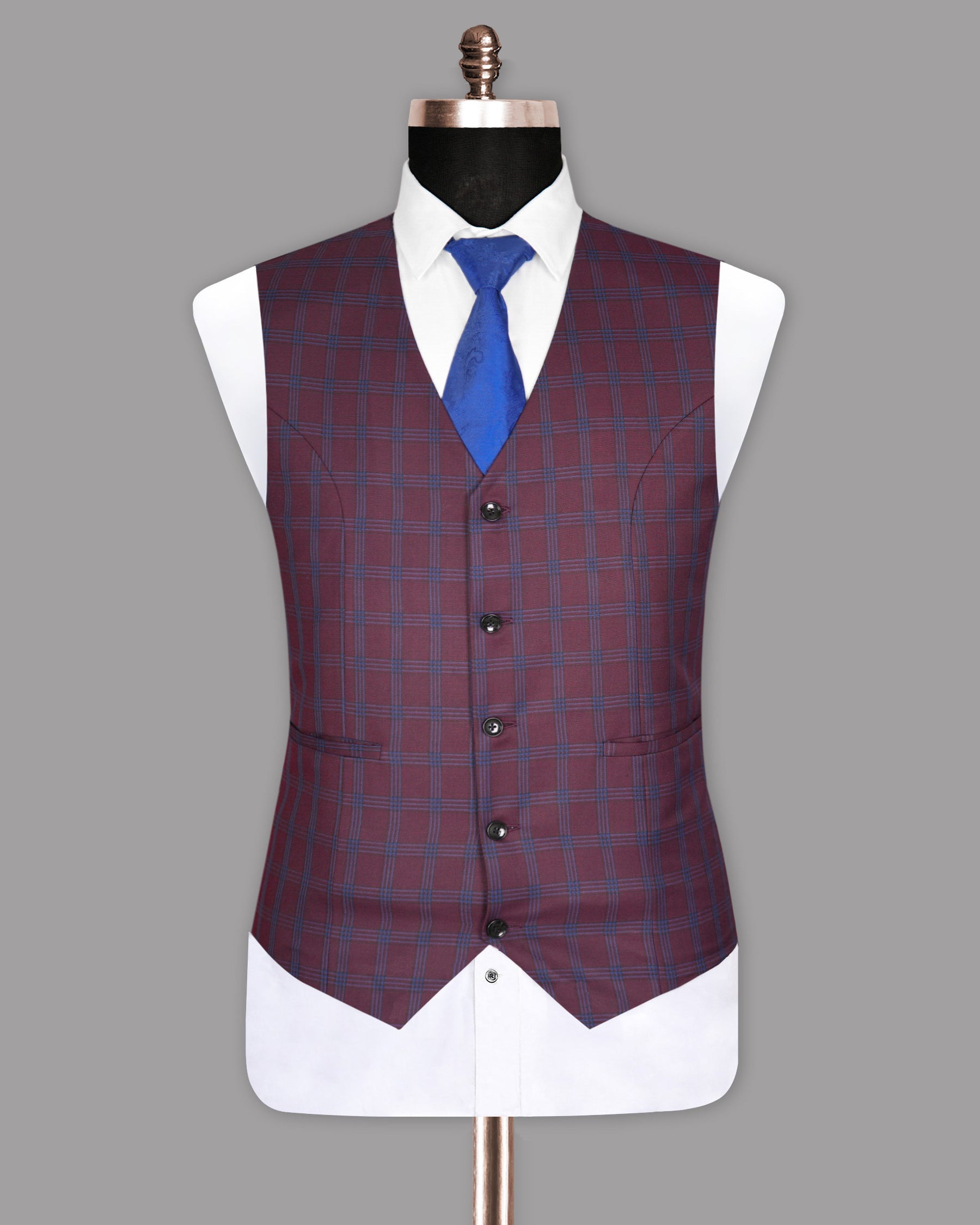 Tawny Port Windowpane Waistcoat V1053-54, V1053-56, V1053-58, V1053-60, V1053-36, V1053-40, V1053-42, V1053-46, V1053-48, V1053-50, V1053-52, V1053-38, V1053-44