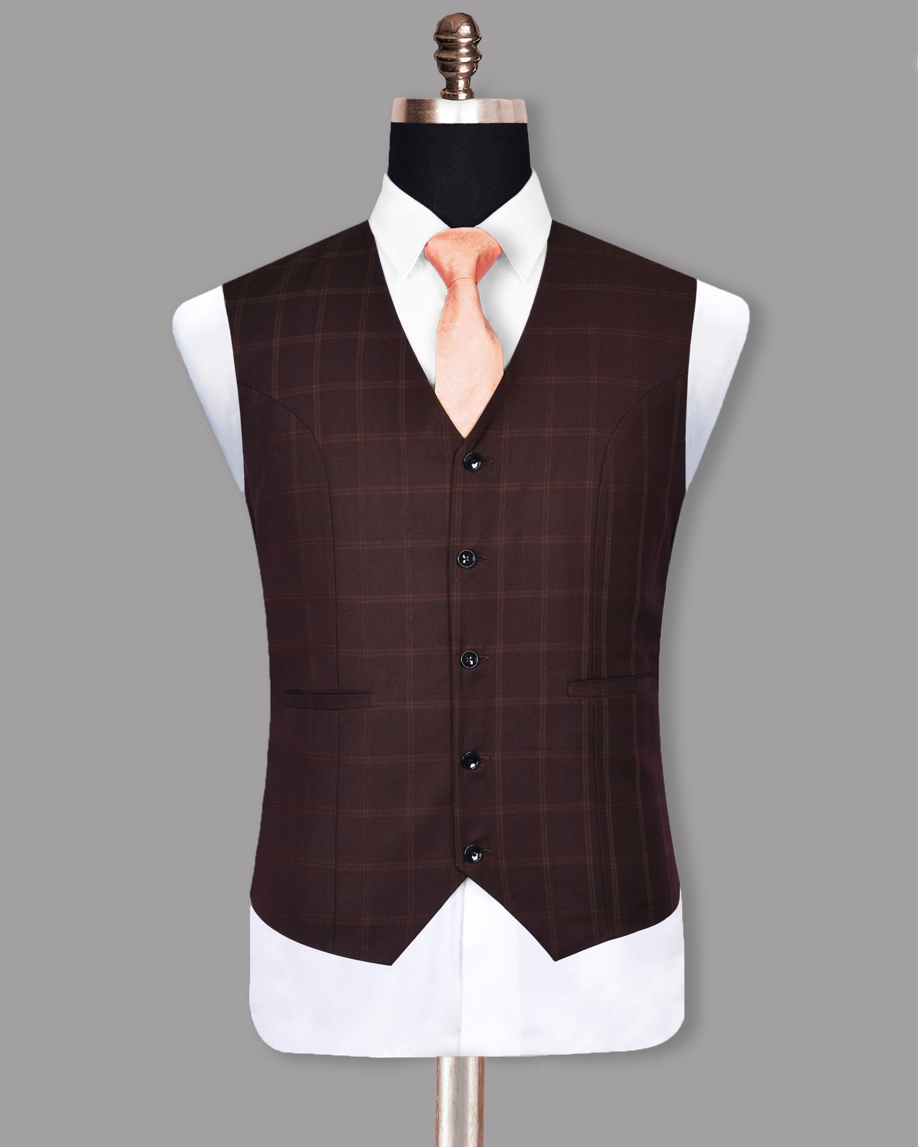 Maroon Windowpane Terry Rayon Waistcoat V117-50, V117-52, V117-36, V117-54, V117-58, V117-60, V117-38, V117-46, V117-40, V117-42, V117-44, V117-48, V117-56