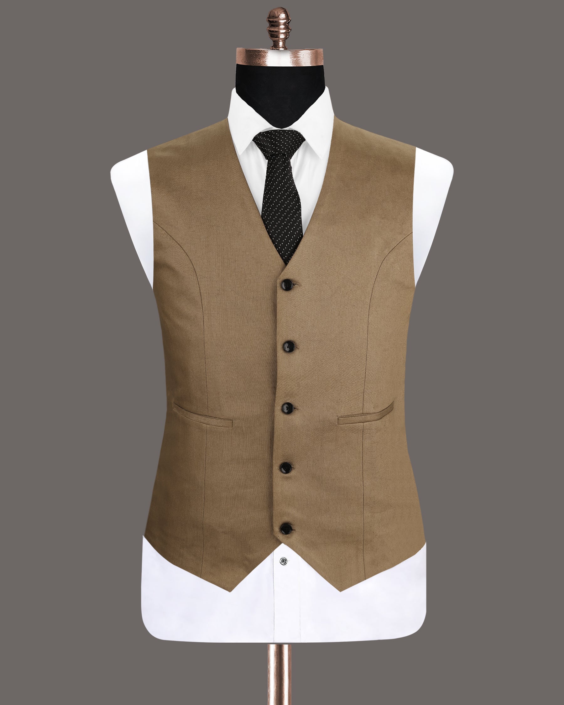 Shadow Brown Premium Cotton Solid Waistcoat V1209-36, V1209-44, V1209-38, V1209-40, V1209-48, V1209-42, V1209-46, V1209-50, V1209-52, V1209-54, V1209-56, V1209-58, V1209-60