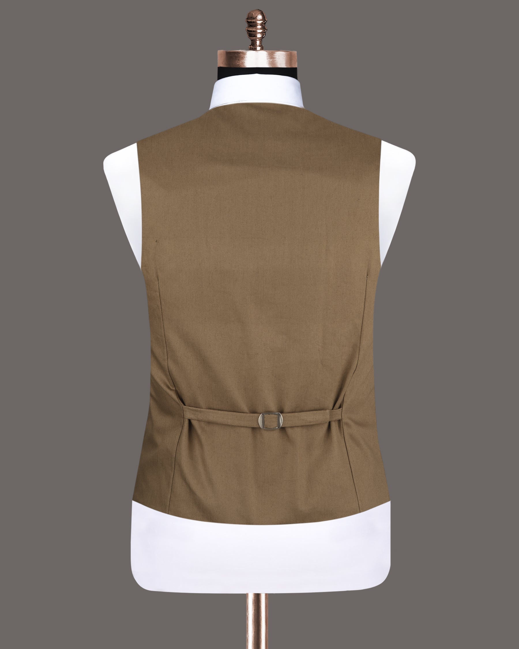 Shadow Brown Premium Cotton Solid Waistcoat