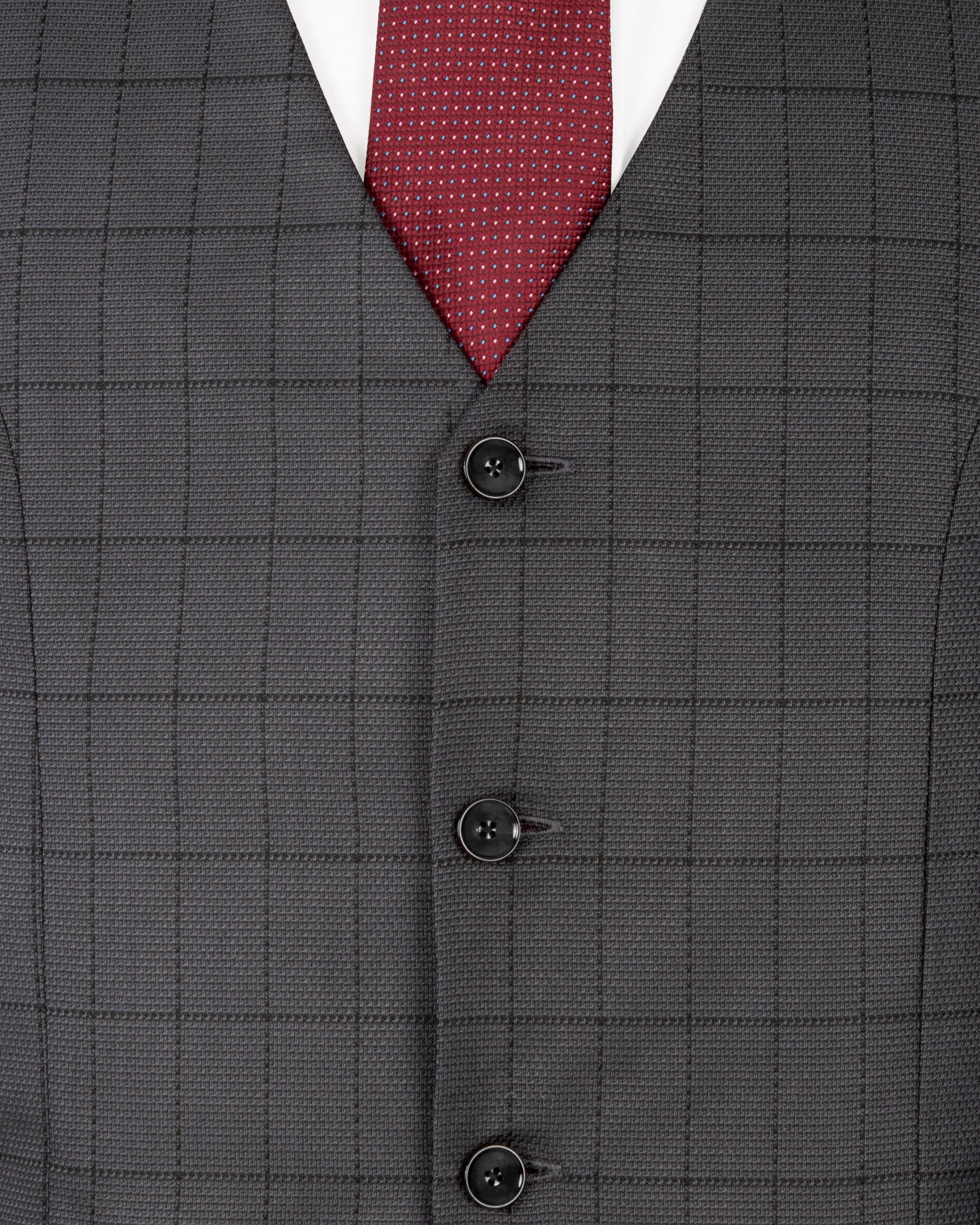 Fuscous Gray Windowpane Wool Rich Waistcoat