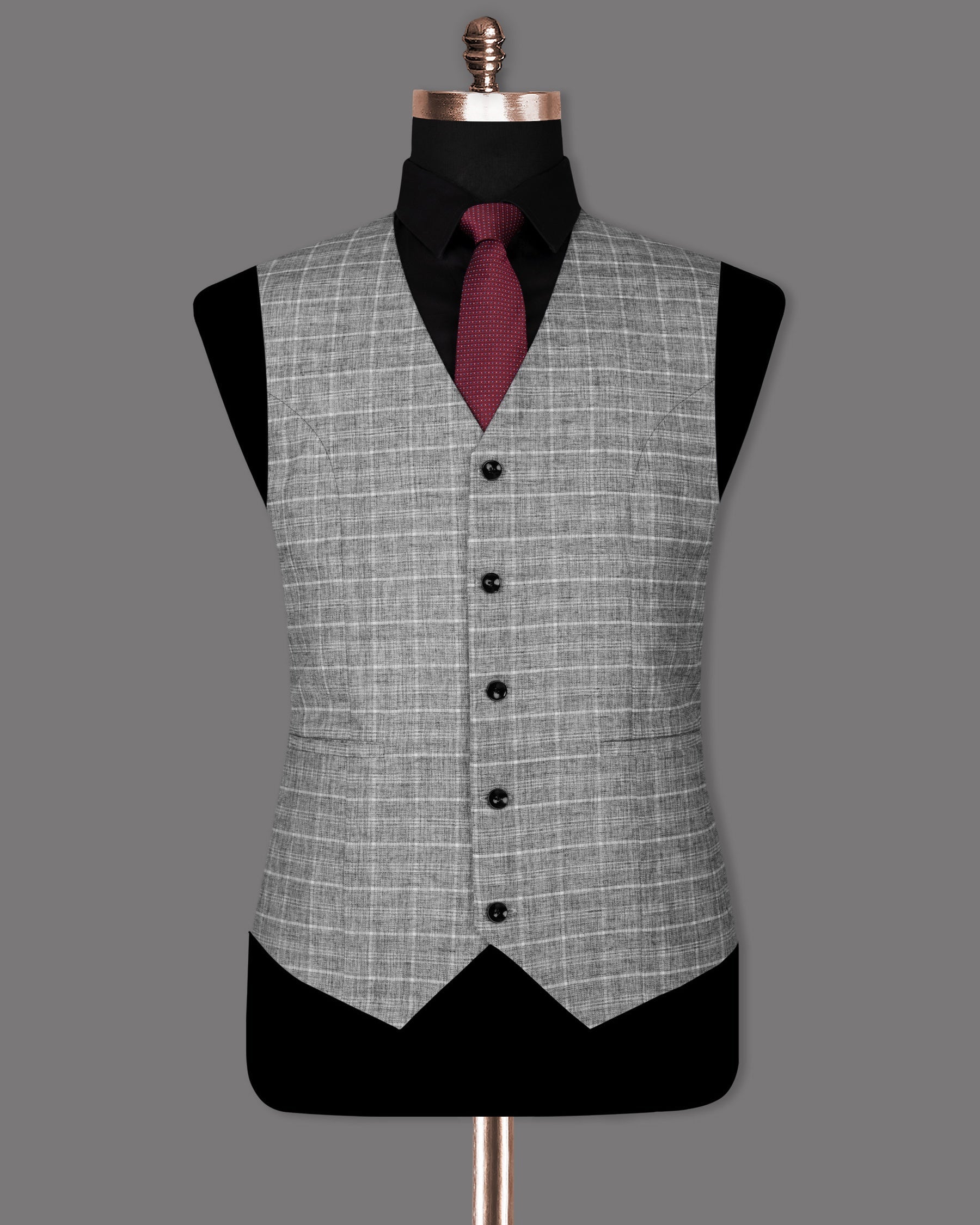 Silver Plaid Wool Rich Waistcoat V1313-36, V1313-38, V1313-40, V1313-42, V1313-44, V1313-46, V1313-48, V1313-50, V1313-52, V1313-54, V1313-56, V1313-58, V1313-60