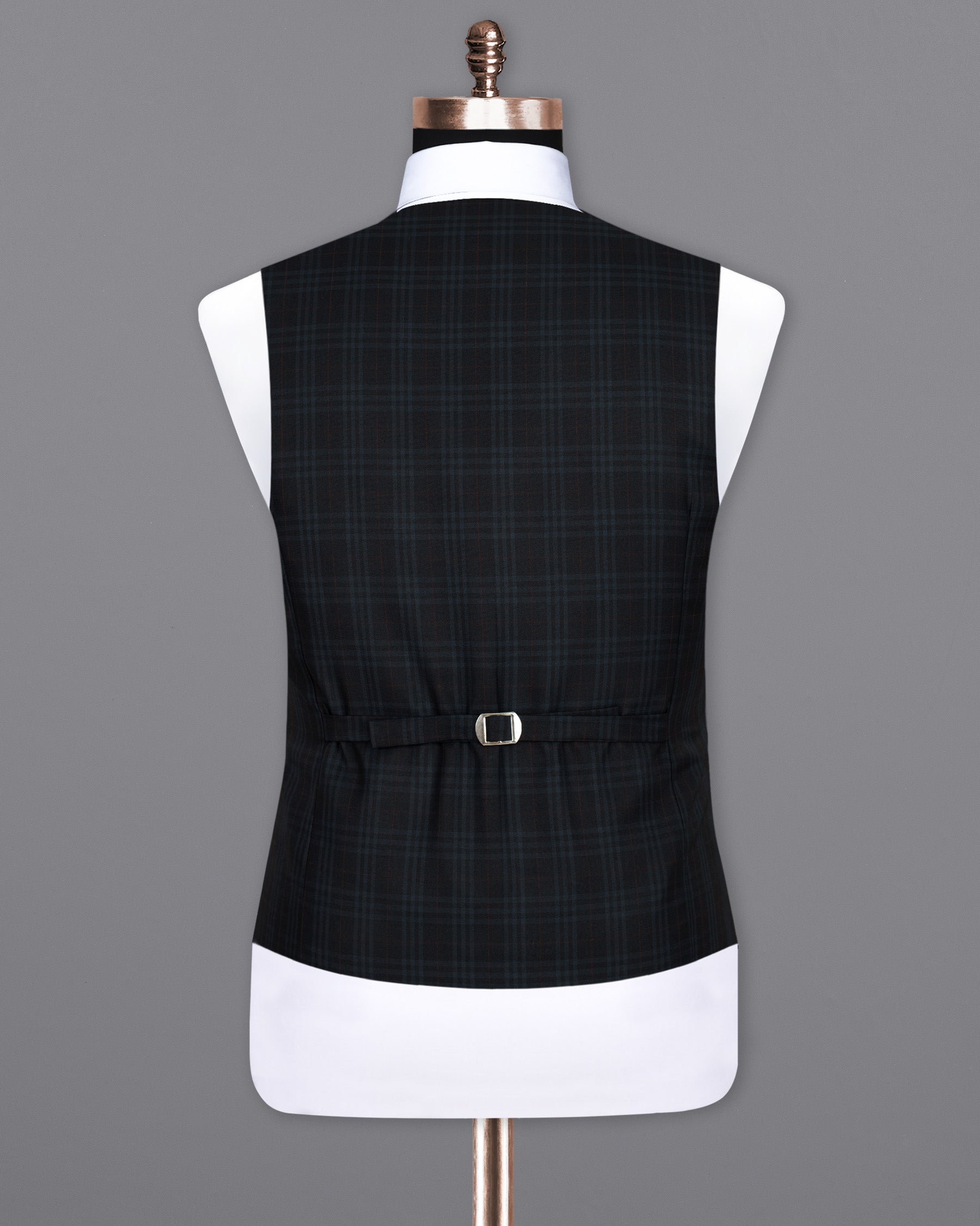 Shark Black Plaid Wool Rich Sports Waistcoat