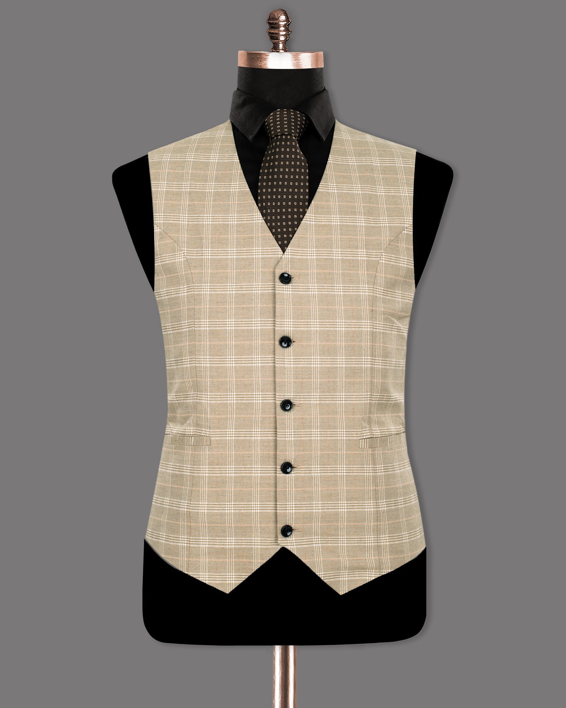 Mongoose Cream Plaid Wool Rich Waistcoat