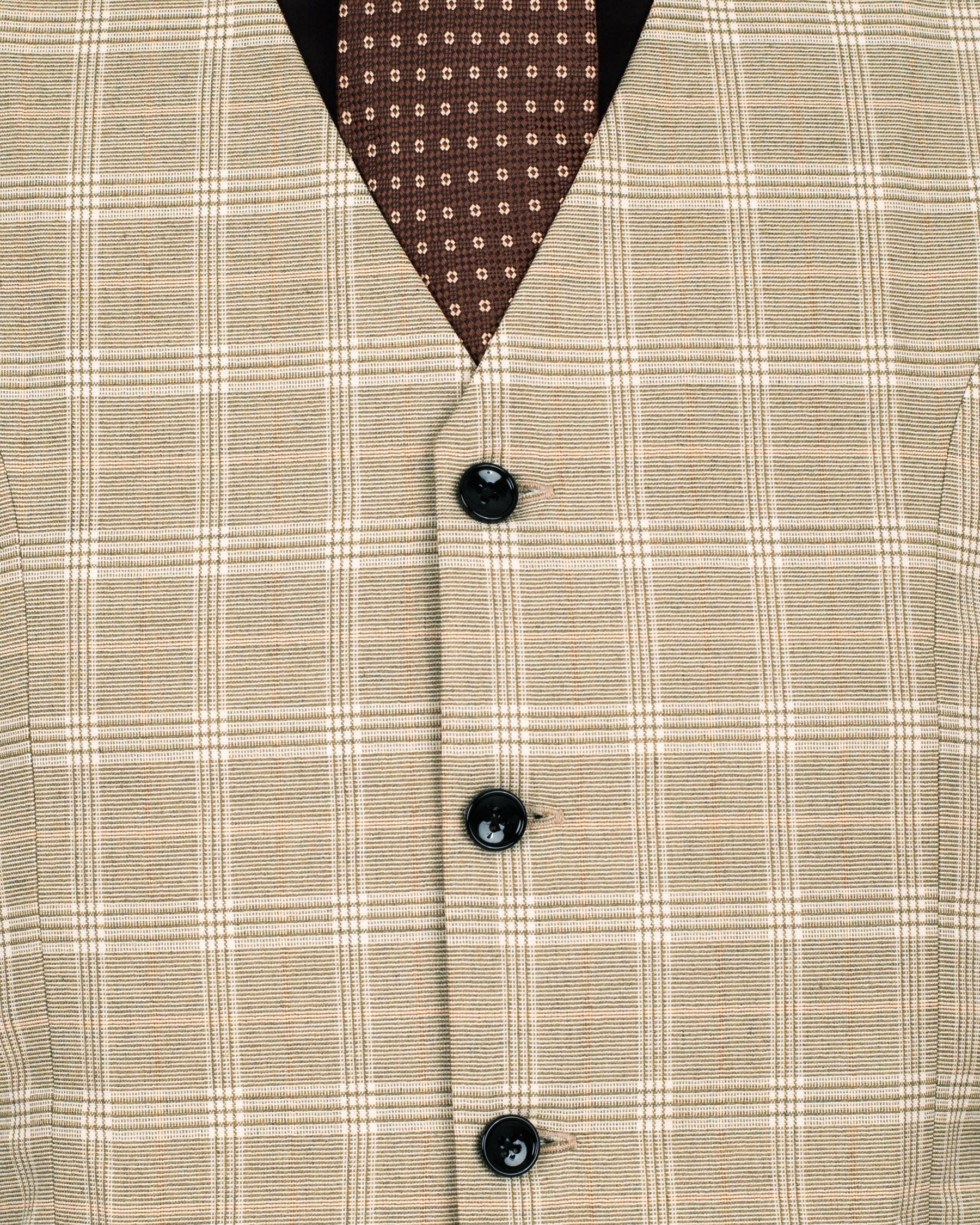 Mongoose Cream Plaid Wool Rich Waistcoat