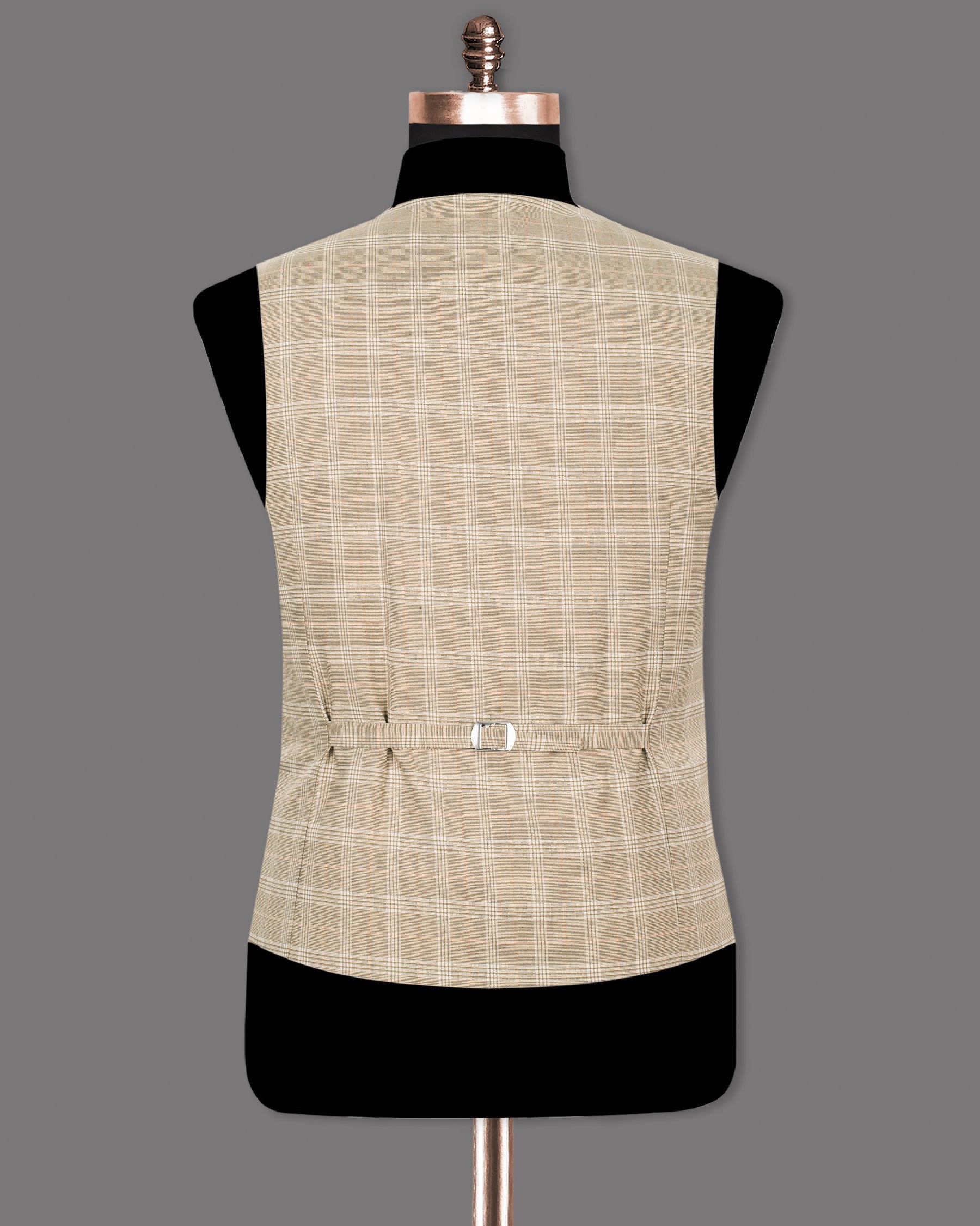 Mongoose Cream Plaid Wool Rich Waistcoat