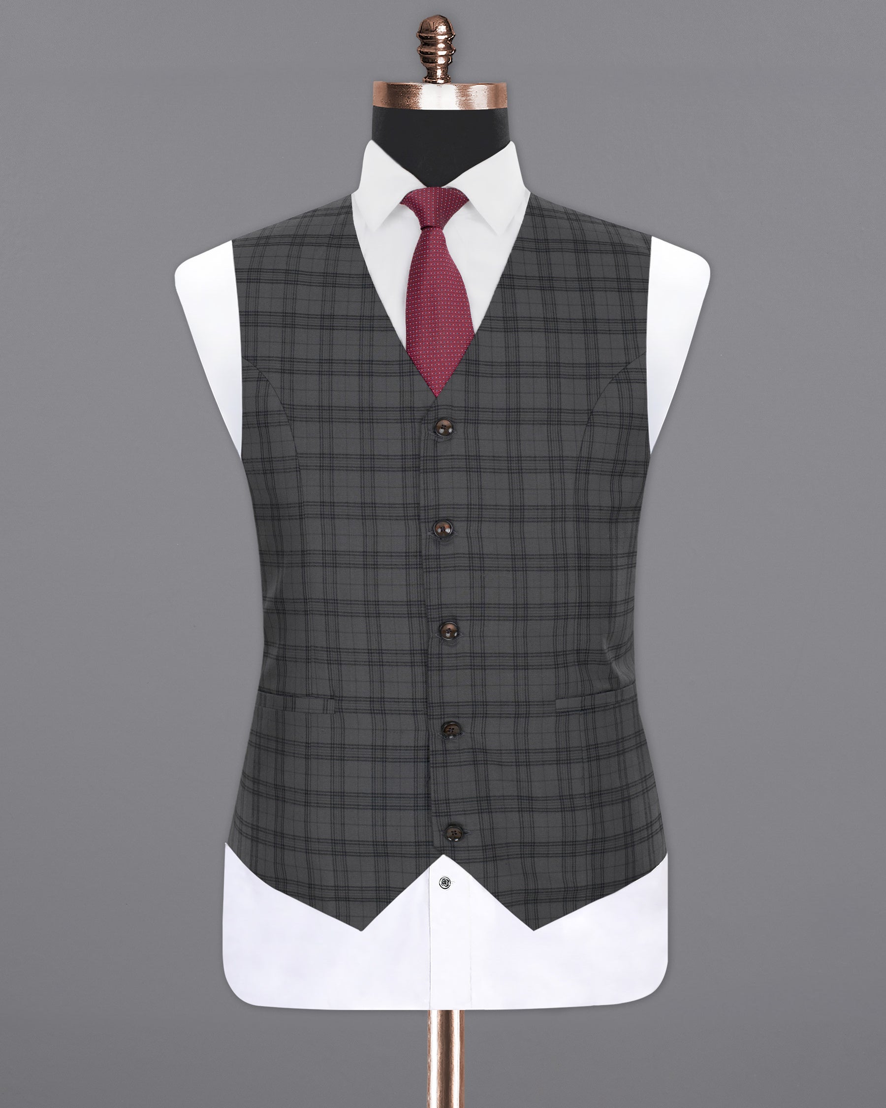 Masala Grey Plaid Wool Rich Waistcoat