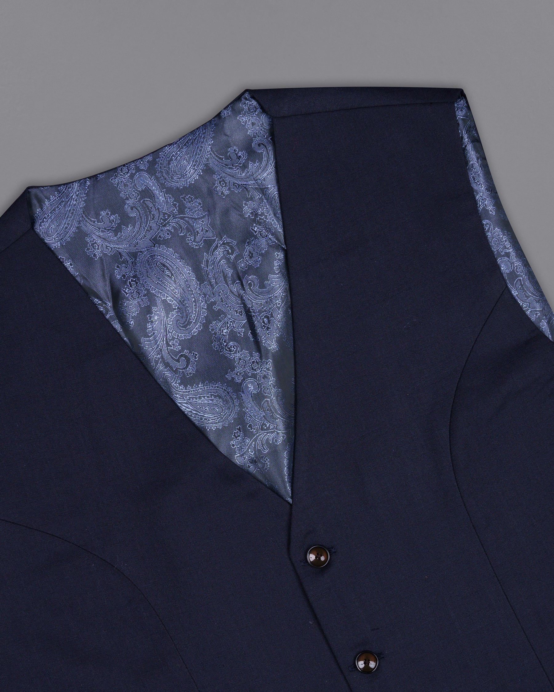 Navy Blue Subtle Textured Wool Rich Waistcoat V1378-36, V1378-38, V1378-40, V1378-42, V1378-44, V1378-46, V1378-48, V1378-50, V1378-52, V1378-54, V1378-56, V1378-58, V1378-60