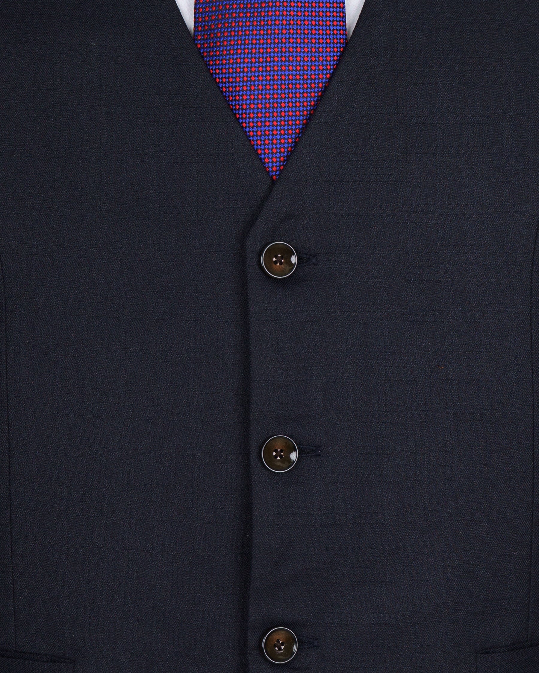 Navy Blue Subtle Textured Wool Rich Waistcoat V1378-36, V1378-38, V1378-40, V1378-42, V1378-44, V1378-46, V1378-48, V1378-50, V1378-52, V1378-54, V1378-56, V1378-58, V1378-60