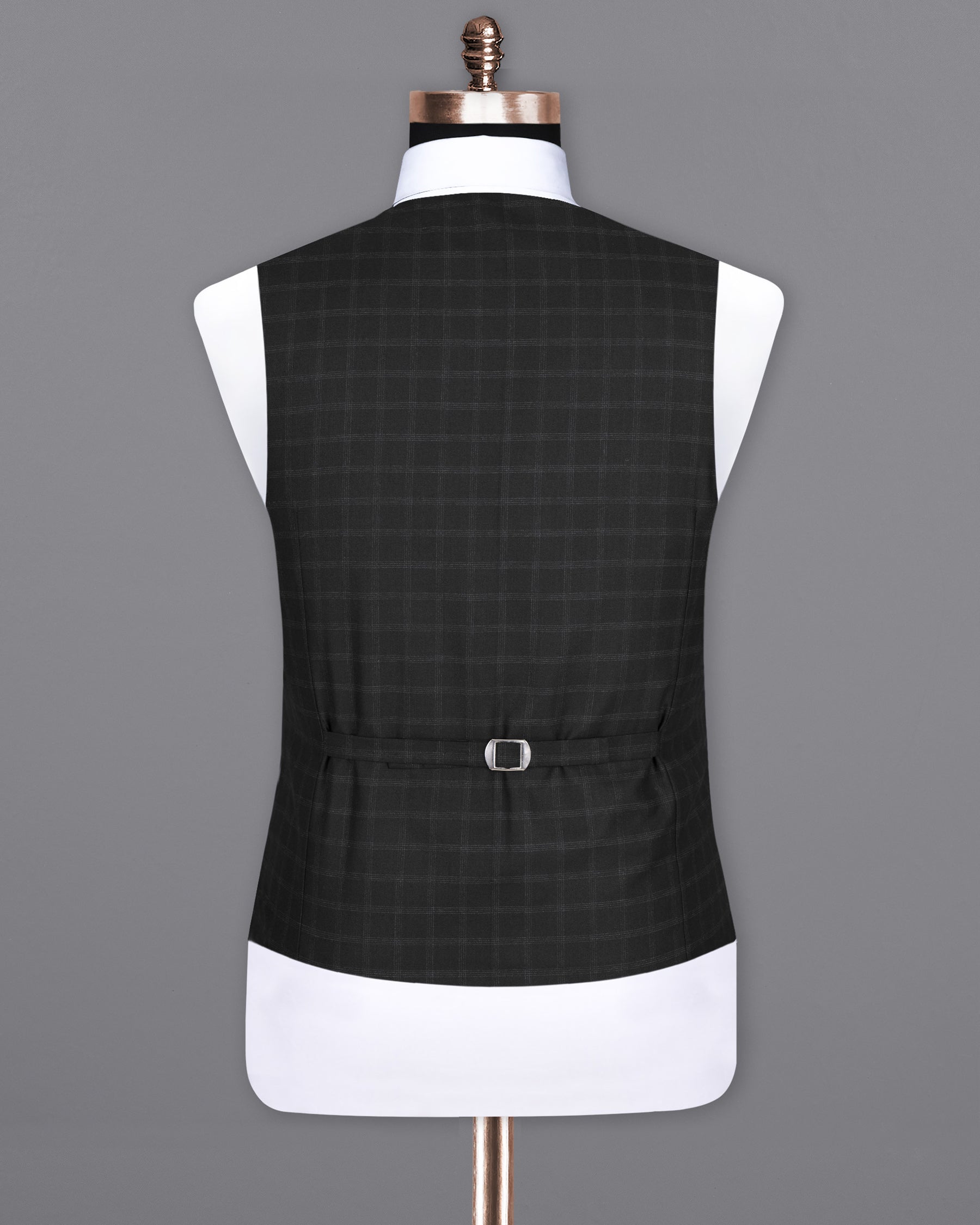 Bunker Black Windowpane Wool Rich Waistcoat V1396-36, V1396-38, V1396-40, V1396-42, V1396-44, V1396-46, V1396-48, V1396-50, V1396-52, V1396-54, V1396-56, V1396-58, V1396-60