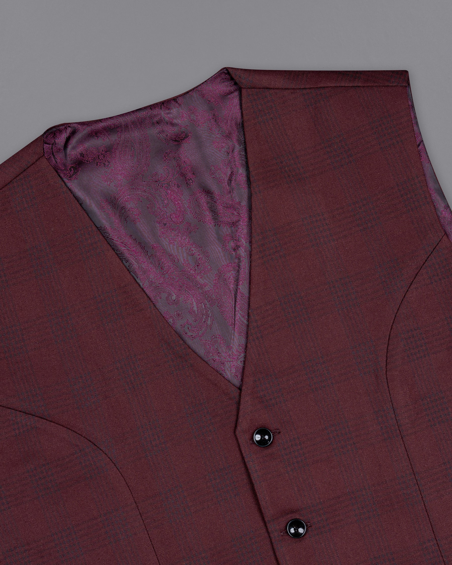 Buccaneer Burgundy Plaid Wool Rich Waistcoat V1414-36, V1414-38, V1414-40, V1414-42, V1414-44, V1414-46, V1414-48, V1414-50, V1414-52, V1414-54, V1414-56, V1414-58, V1414-60