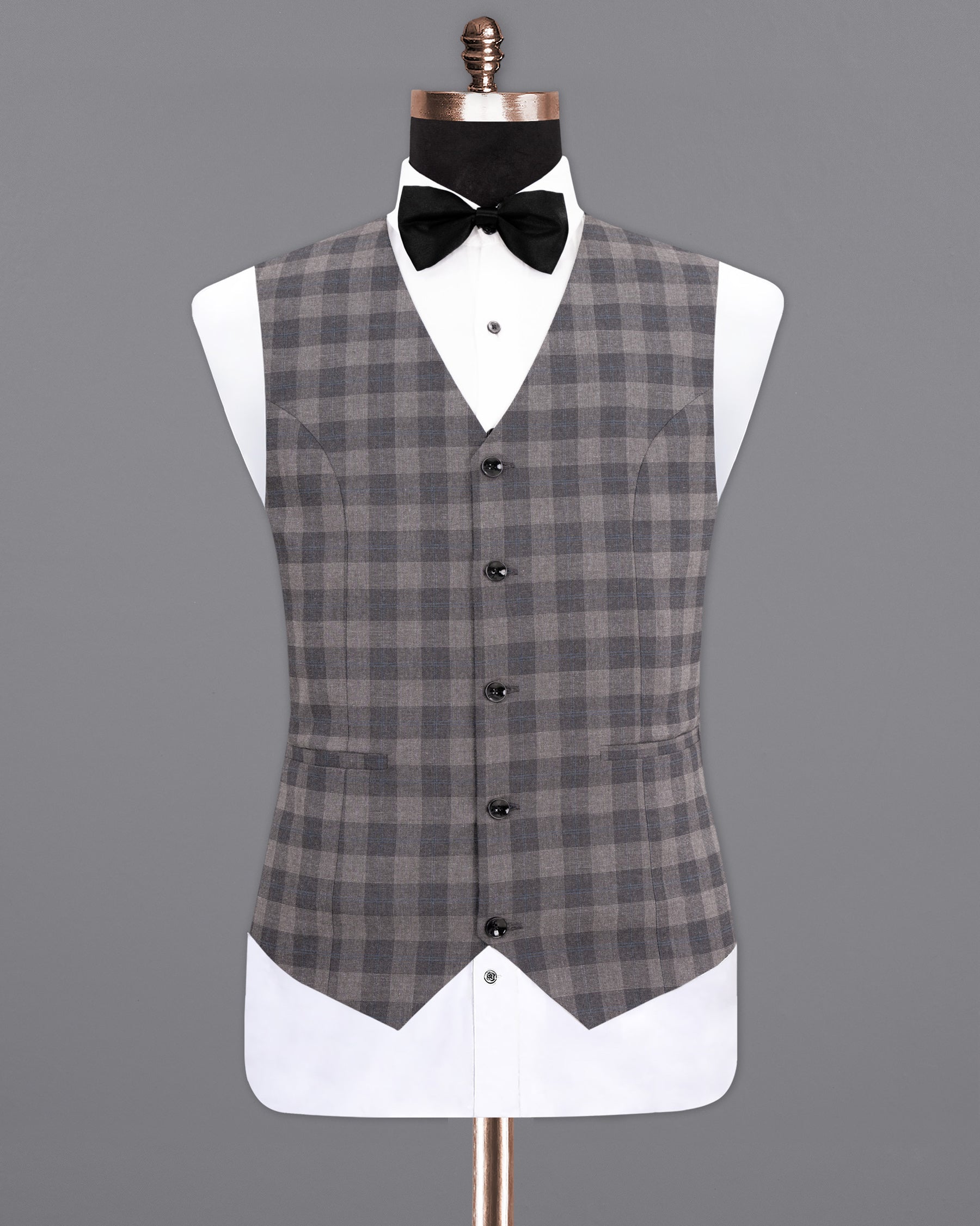 Nobel and Chicago Grey Plaid Wool Rich Waistcoat V1455-36, V1455-38, V1455-40, V1455-42, V1455-44, V1455-46, V1455-48, V1455-50, V1455-52, V1455-54, V1455-56, V1455-58, V1455-60