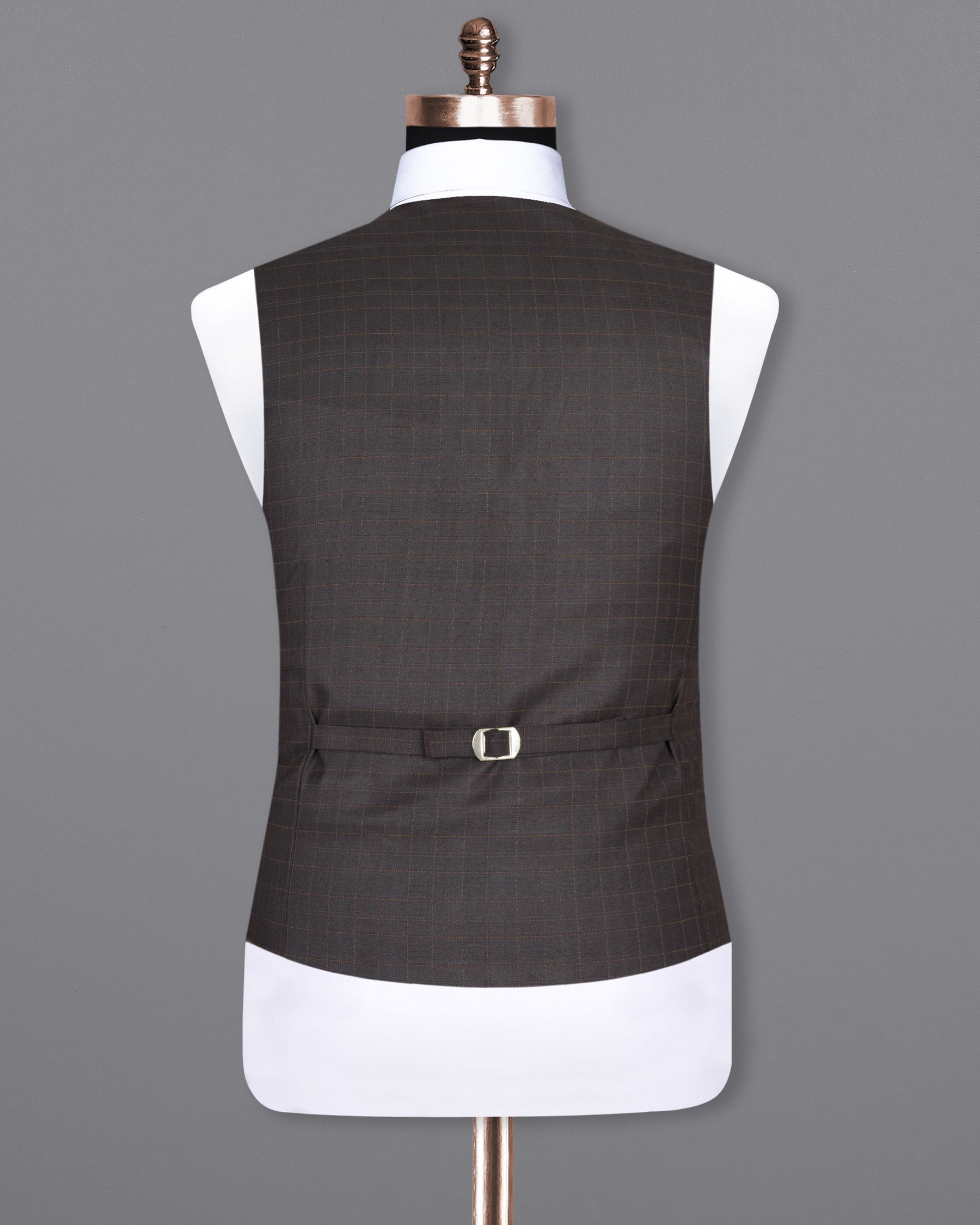 Brown Plaid Wool Rich Waistcoat V1465-36, V1465-38, V1465-40, V1465-42, V1465-44, V1465-46, V1465-48, V1465-50, V1465-52, V1465-54, V1465-56, V1465-58, V1465-60