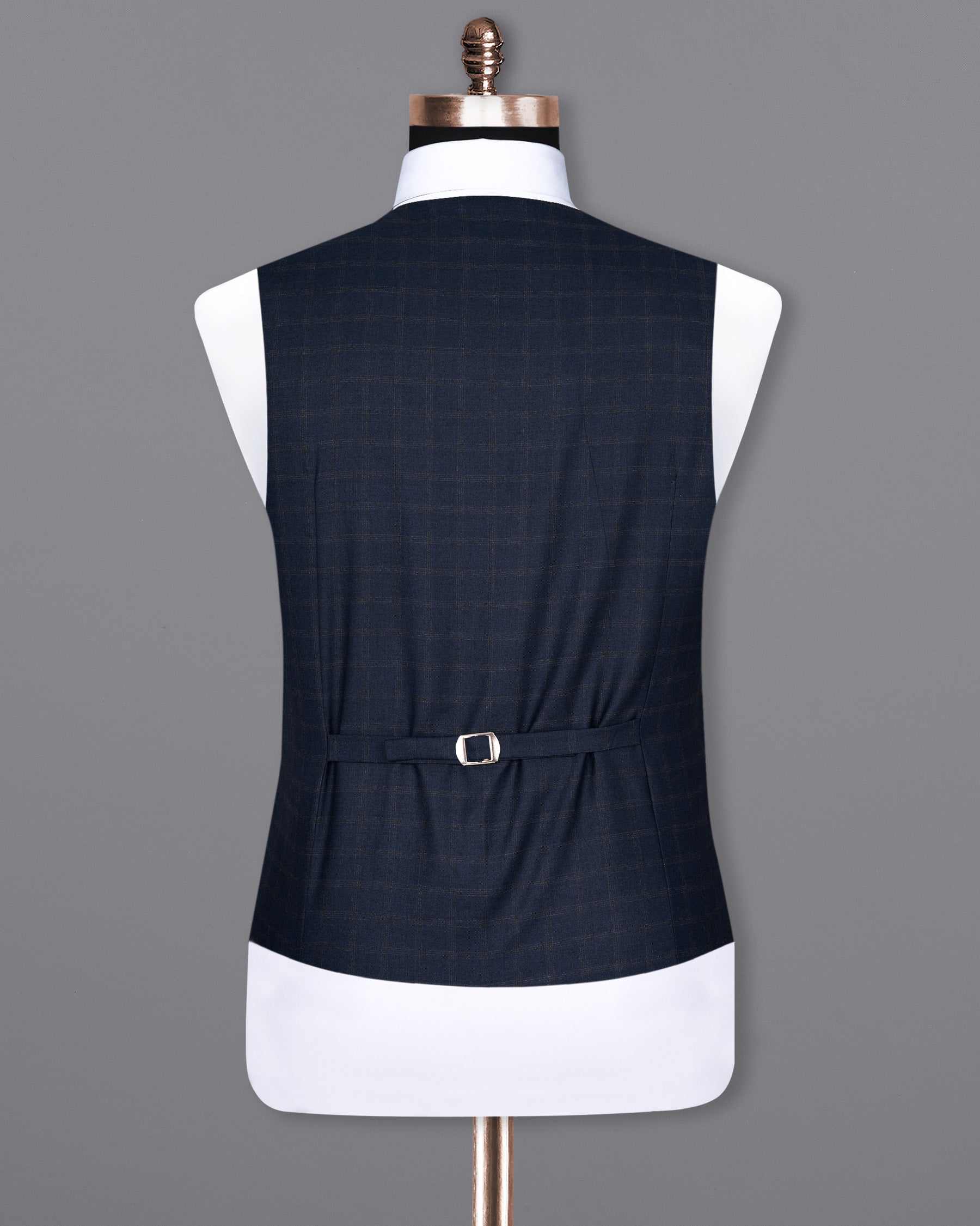 Ebony Clay Windowpane Wool Rich Waistcoat V1471-36, V1471-38, V1471-40, V1471-42, V1471-44, V1471-46, V1471-48, V1471-50, V1471-52, V1471-54, V1471-56, V1471-58, V1471-60