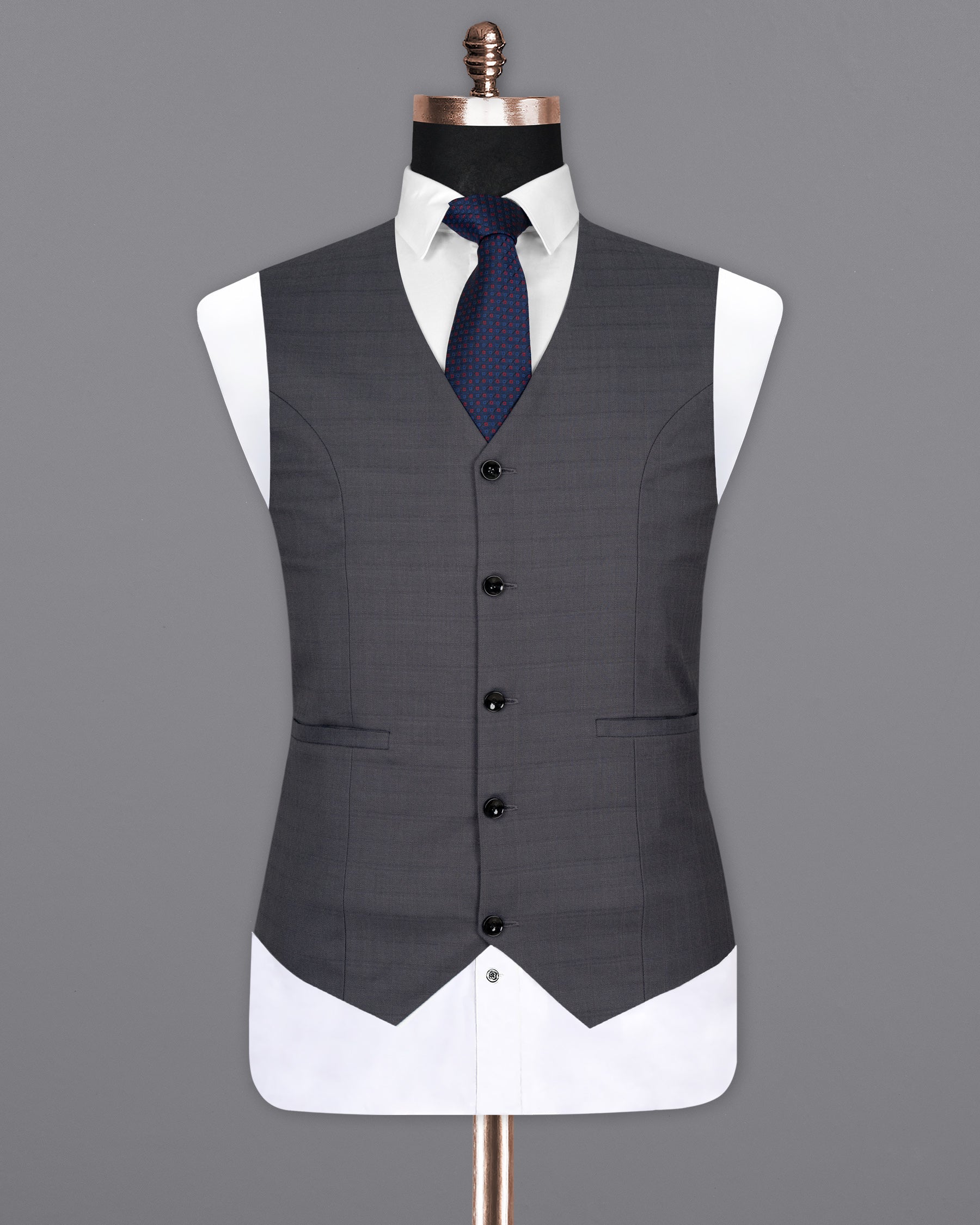 Mulled grey subtle Plaid Wool Rich Waistcoat V1479-36, V1479-38, V1479-40, V1479-42, V1479-44, V1479-46, V1479-48, V1479-50, V1479-52, V1479-54, V1479-56, V1479-58, V1479-60