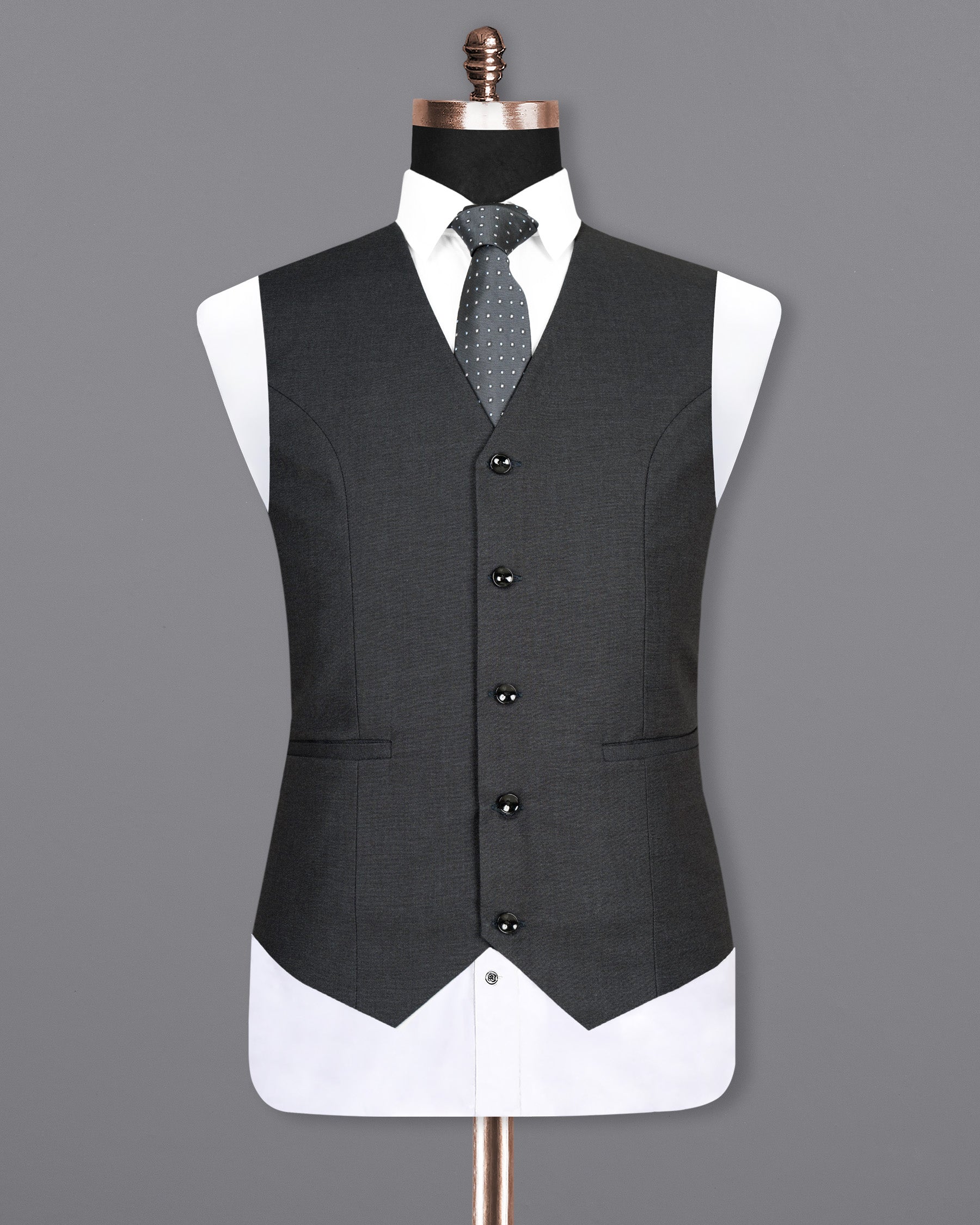 Ebony Grey Premium Cotton Waistcoat V1491-36, V1491-38, V1491-40, V1491-42, V1491-44, V1491-46, V1491-48, V1491-50, V1491-52, V1491-54, V1491-56, V1491-58, V1491-60