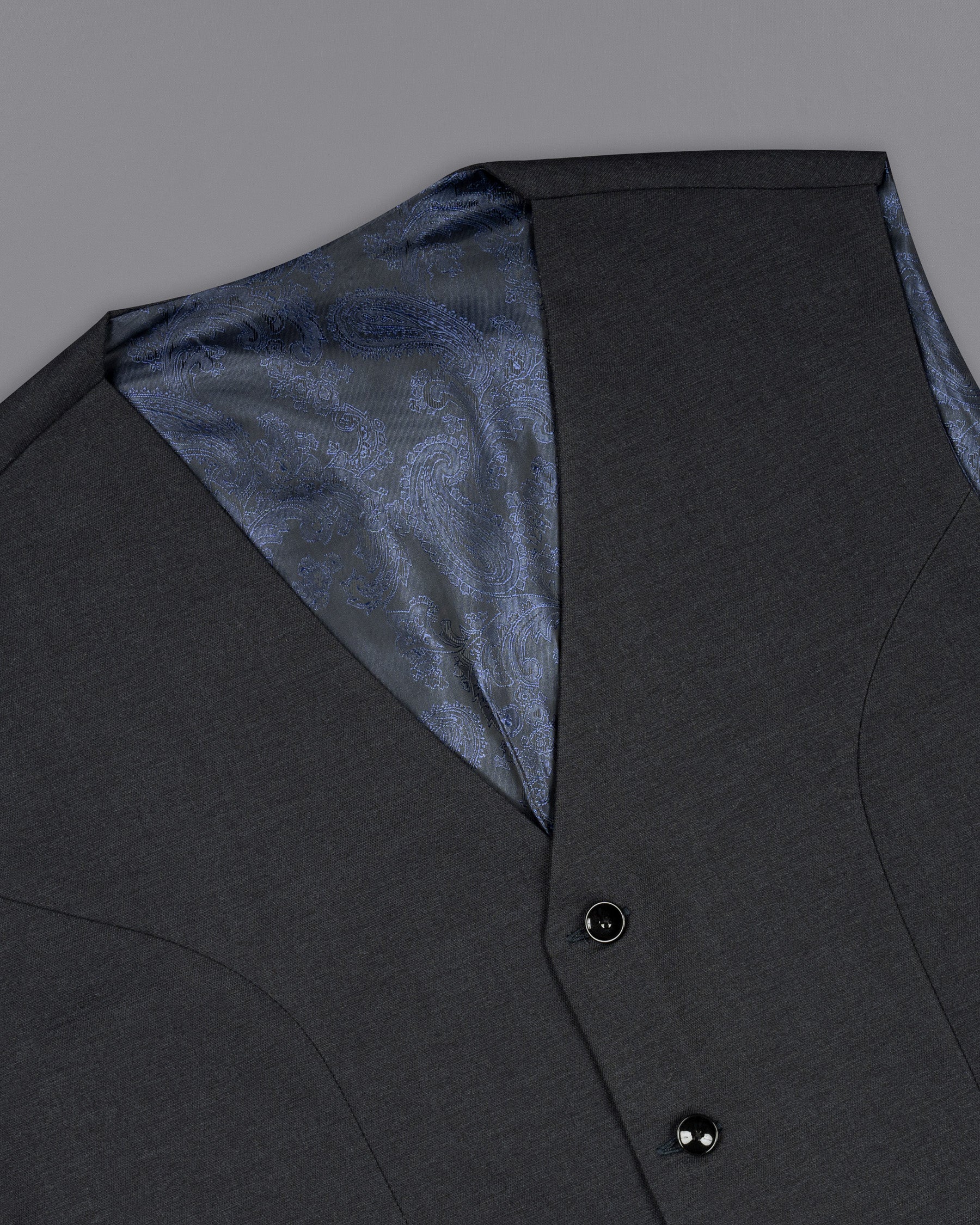 Ebony Grey Premium Cotton Waistcoat V1491-36, V1491-38, V1491-40, V1491-42, V1491-44, V1491-46, V1491-48, V1491-50, V1491-52, V1491-54, V1491-56, V1491-58, V1491-60