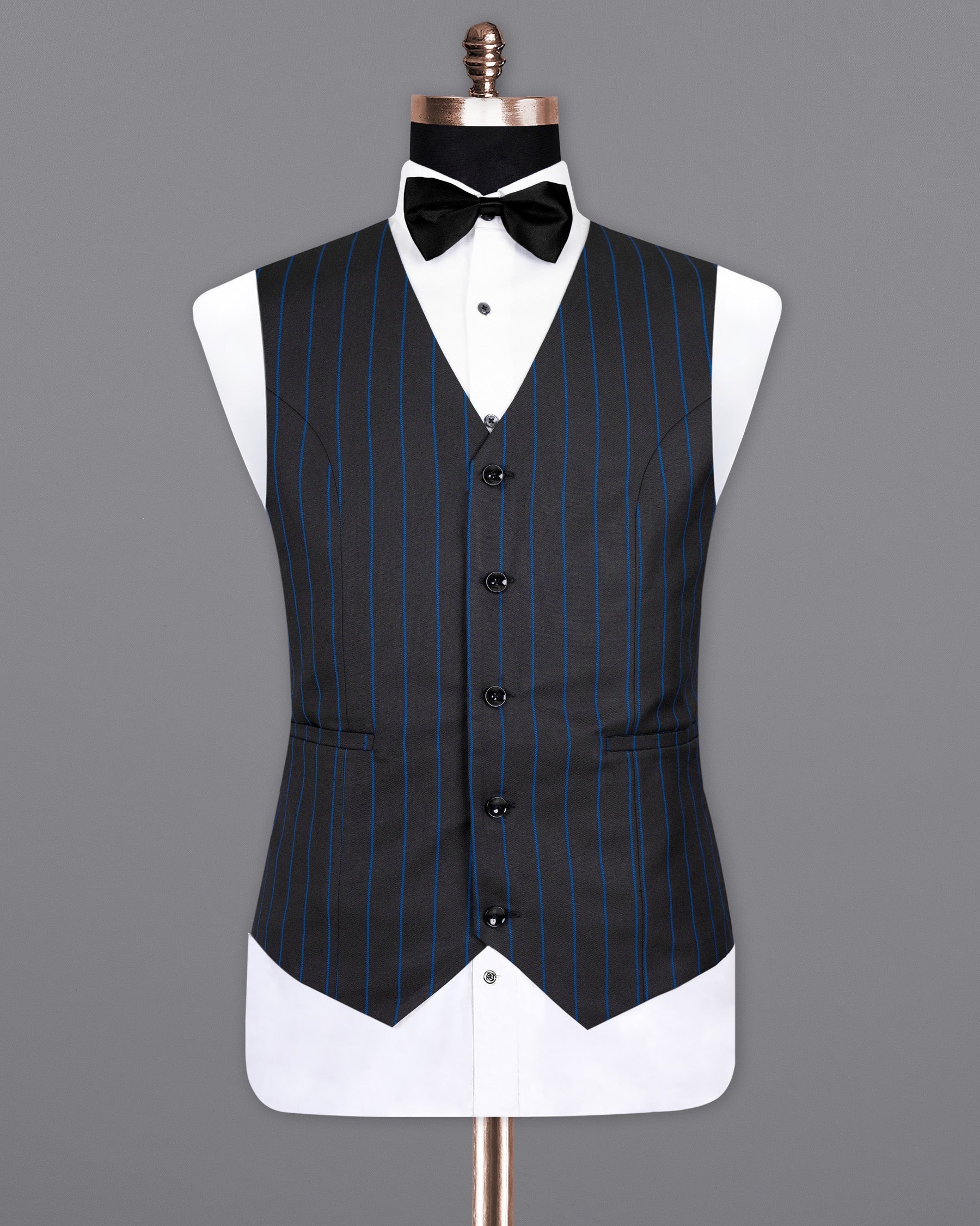 Jade Black Retro Striped Wool Rich Waistcoat V1508-36, V1508-38, V1508-40, V1508-42, V1508-44, V1508-46, V1508-48, V1508-50, V1508-52, V1508-54, V1508-56, V1508-58, V1508-60