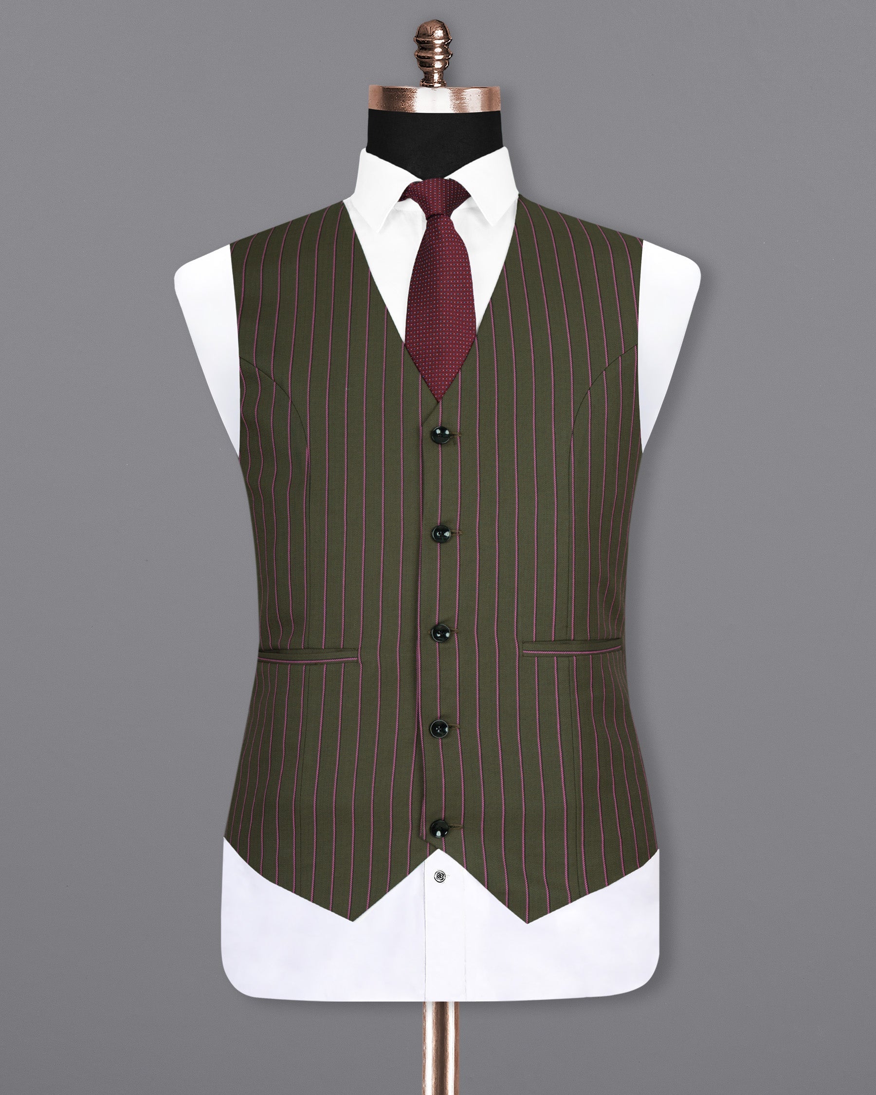 Kelp Green Woolrich Striped Waistcoat V1516-36, V1516-38, V1516-40, V1516-42, V1516-44, V1516-46, V1516-48, V1516-50, V1516-52, V1516-54, V1516-56, V1516-58, V1516-60