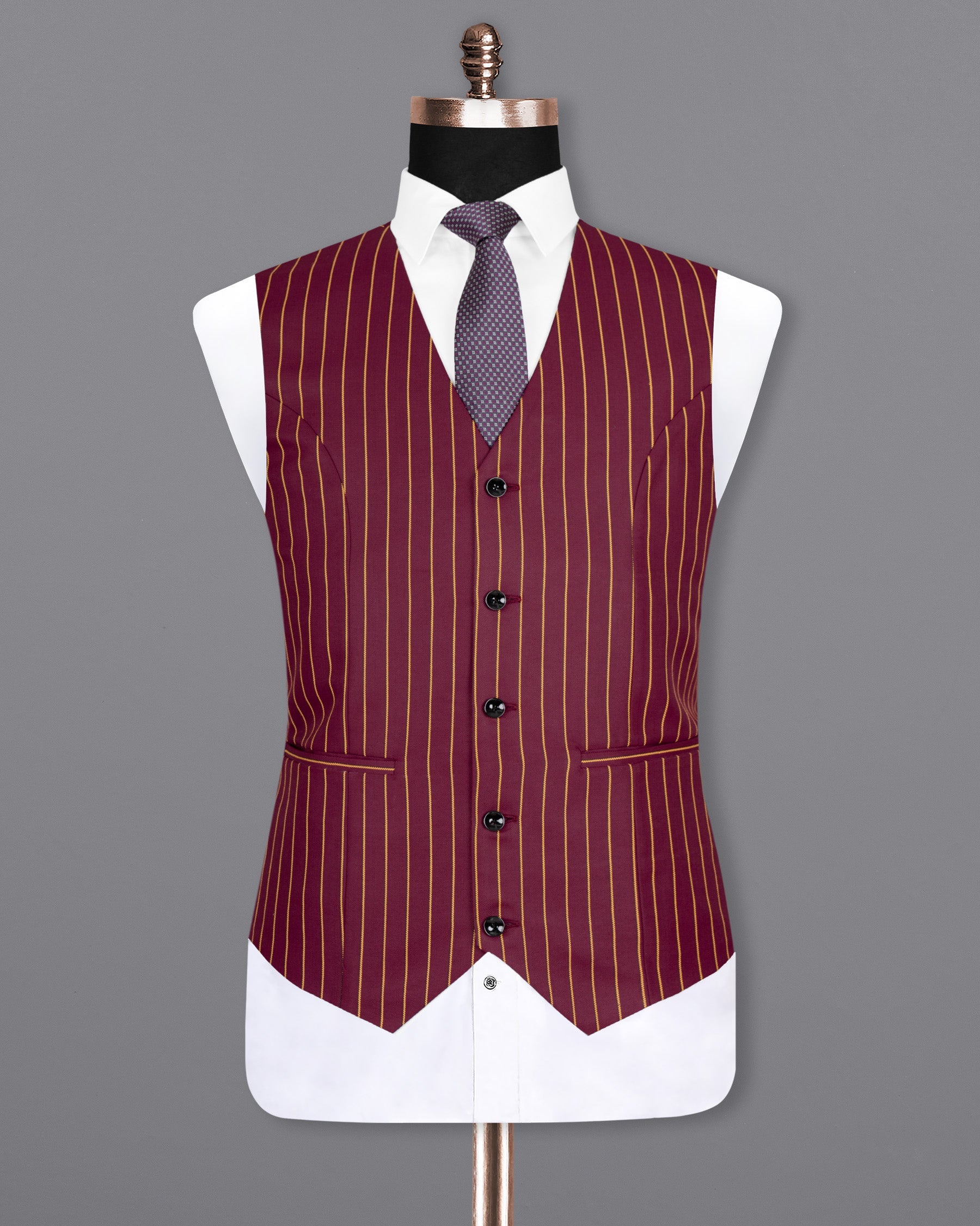 Paprika Maroon Striped Wool Rich Waistcoat V1517-36, V1517-38, V1517-40, V1517-42, V1517-44, V1517-46, V1517-48, V1517-50, V1517-52, V1517-54, V1517-56, V1517-58, V1517-60